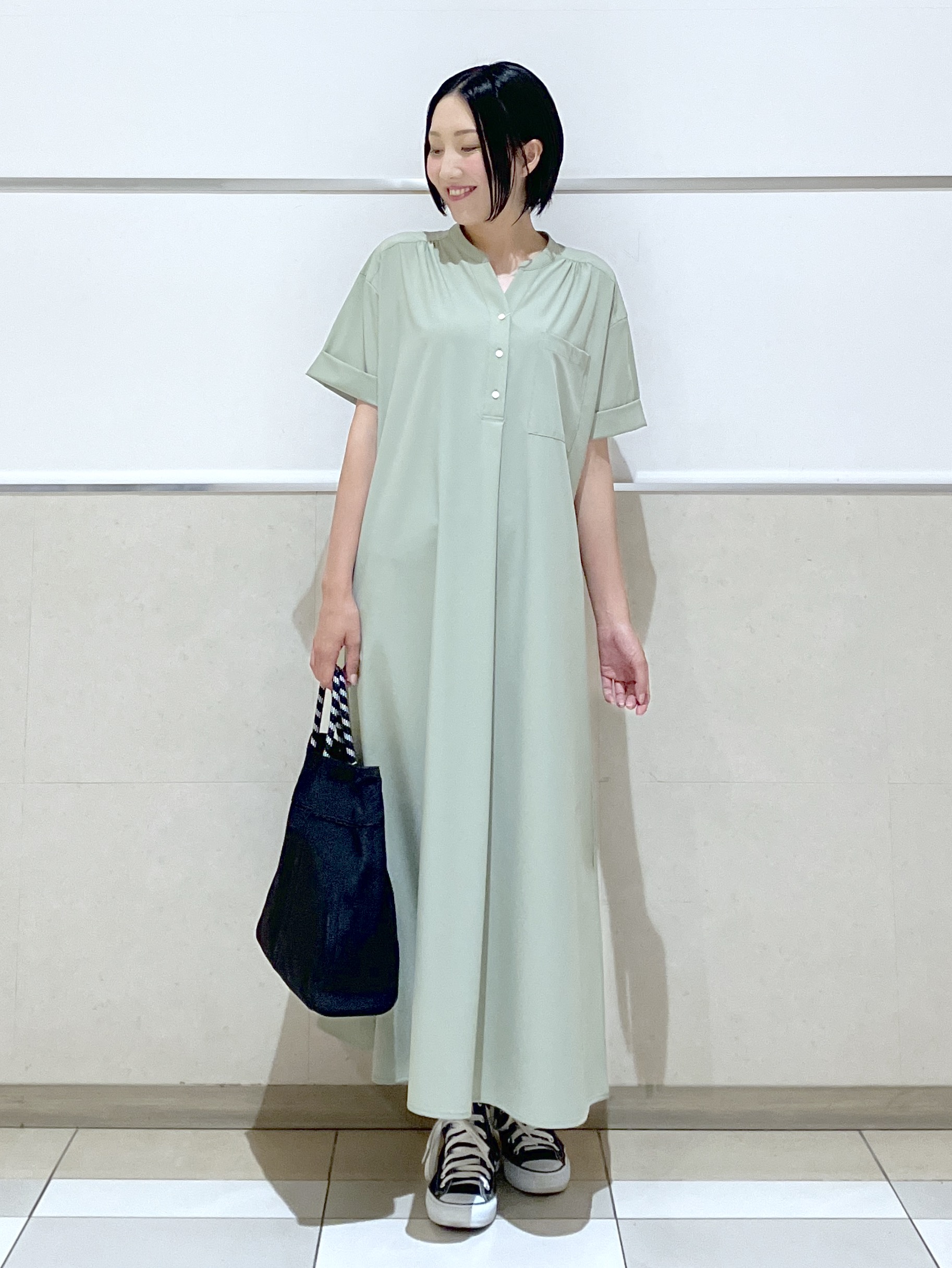 eriko さんの「Dessin｜【接触冷感/UVカット】バンドカラーワンピース」を使ったコーディネート
