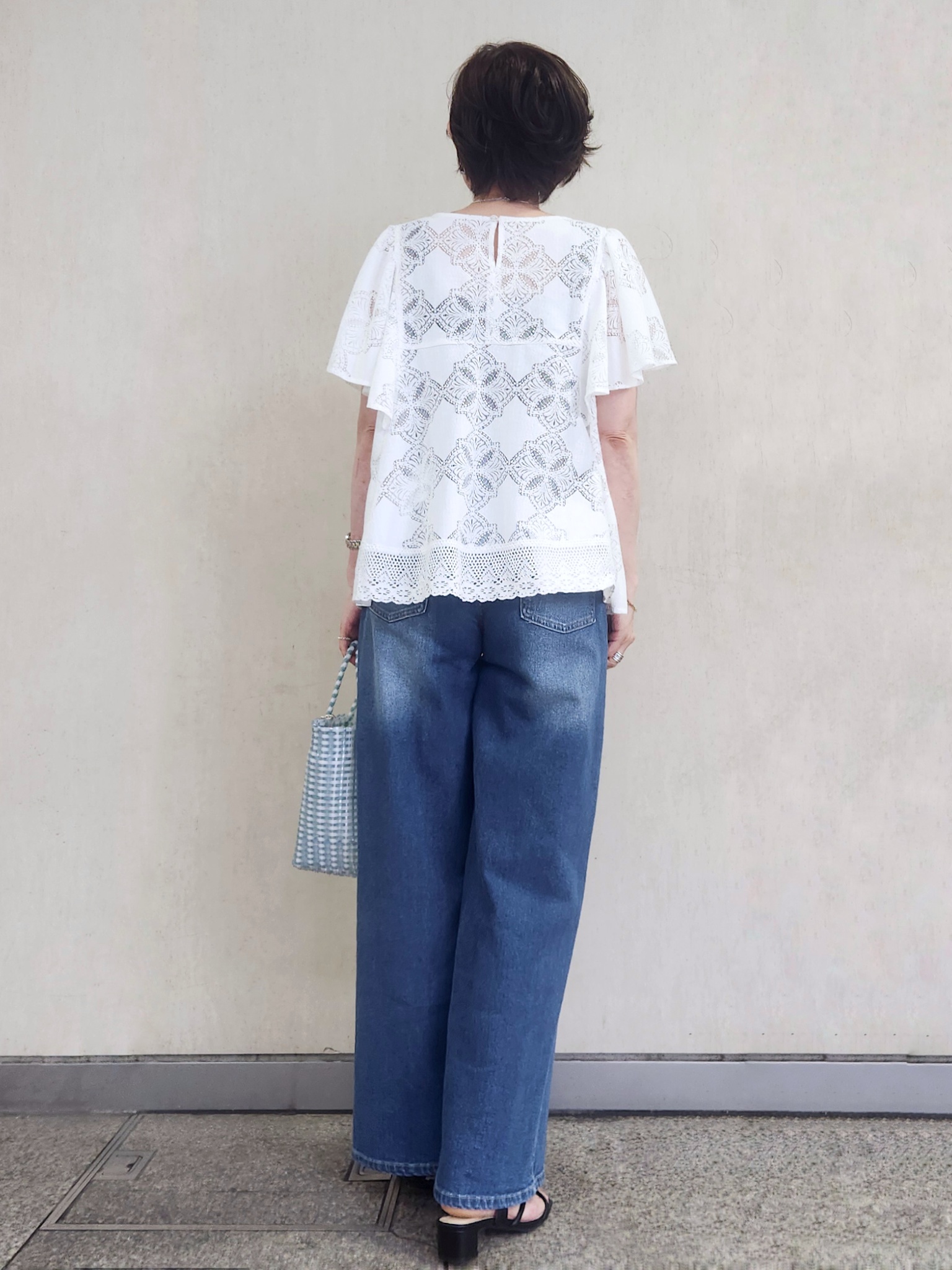 milkyさんの「OPAQUE.CLIP｜レースフレアスリーブブラウス【洗濯機OK】」を使ったコーディネート