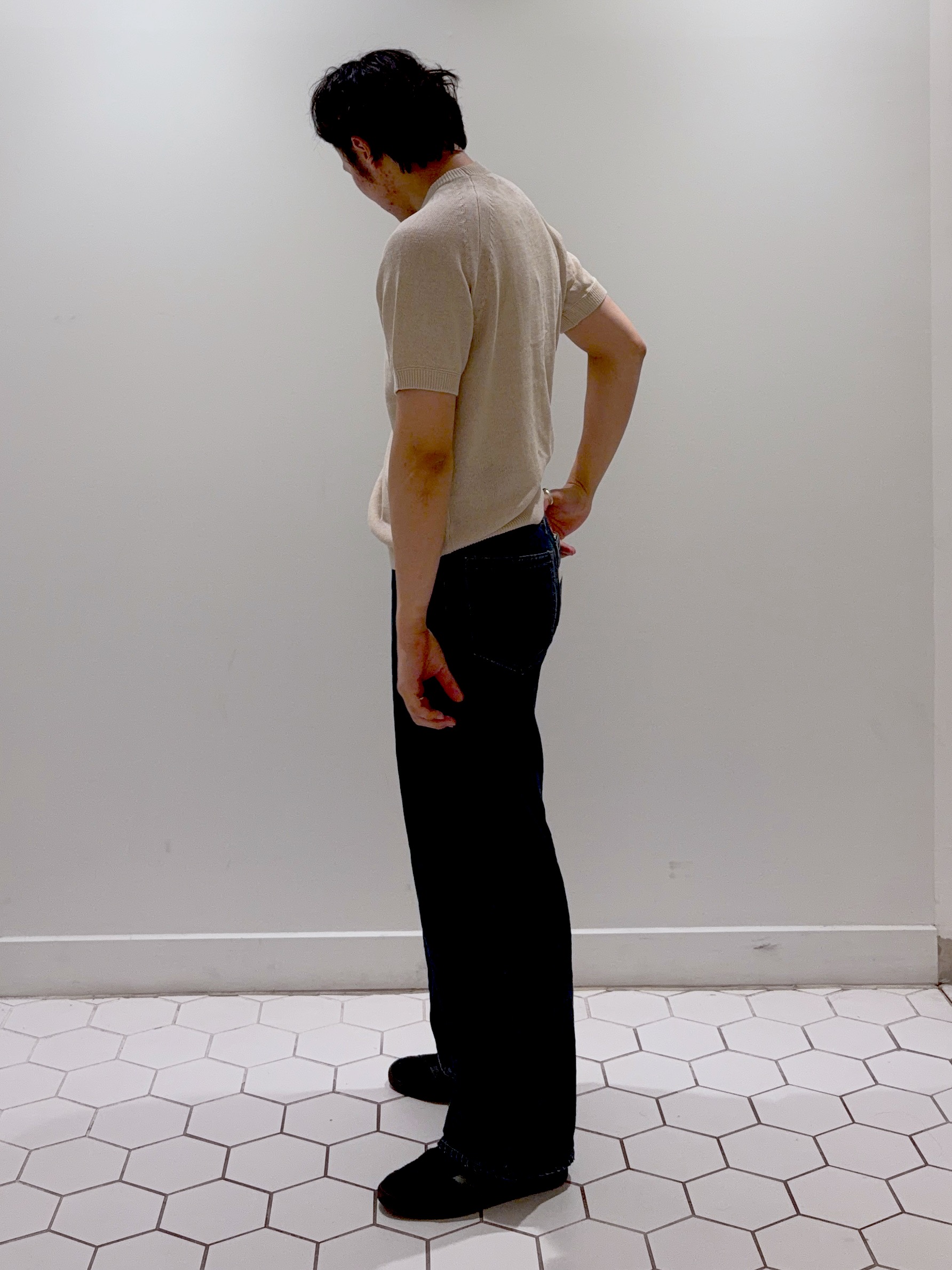 takeruさんの「Dessin｜ペーパーブレンドニットTシャツ」を使ったコーディネート