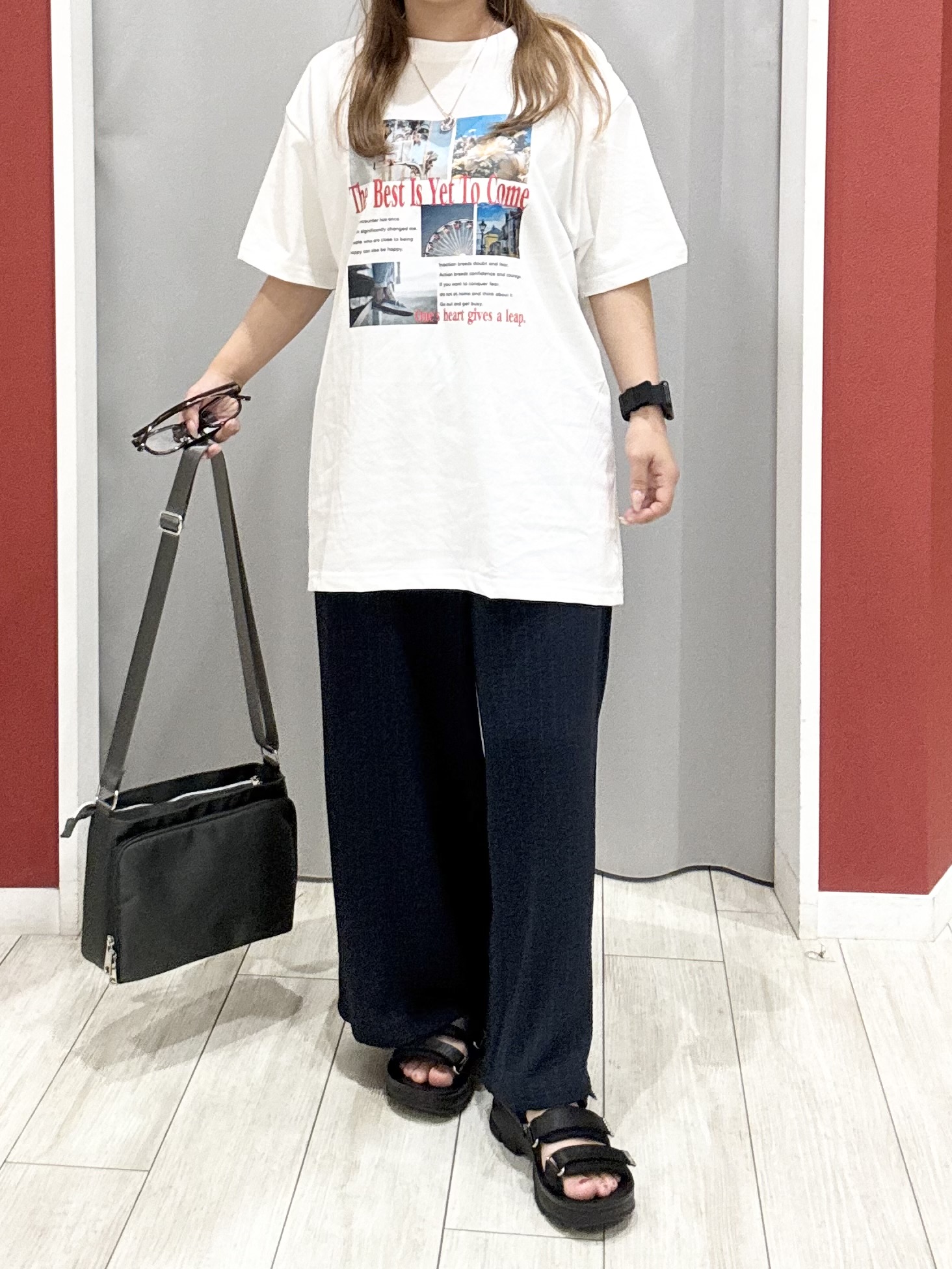 shioさんの「SHOO･LA･RUE｜【ひんやり/S-LL】選べる4柄　デイリー使いにぴったりなアソートTシャツ」を使ったコーディネート