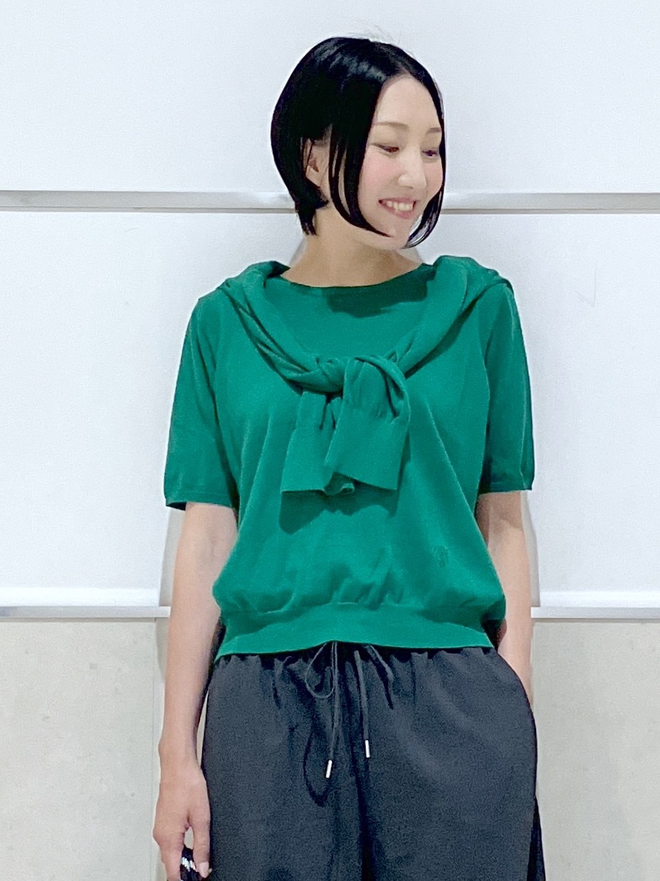 eriko さんの「Dessin｜【9色展開/接触冷感/UVカット】ドライタッチサマーニットT」を使ったコーディネート