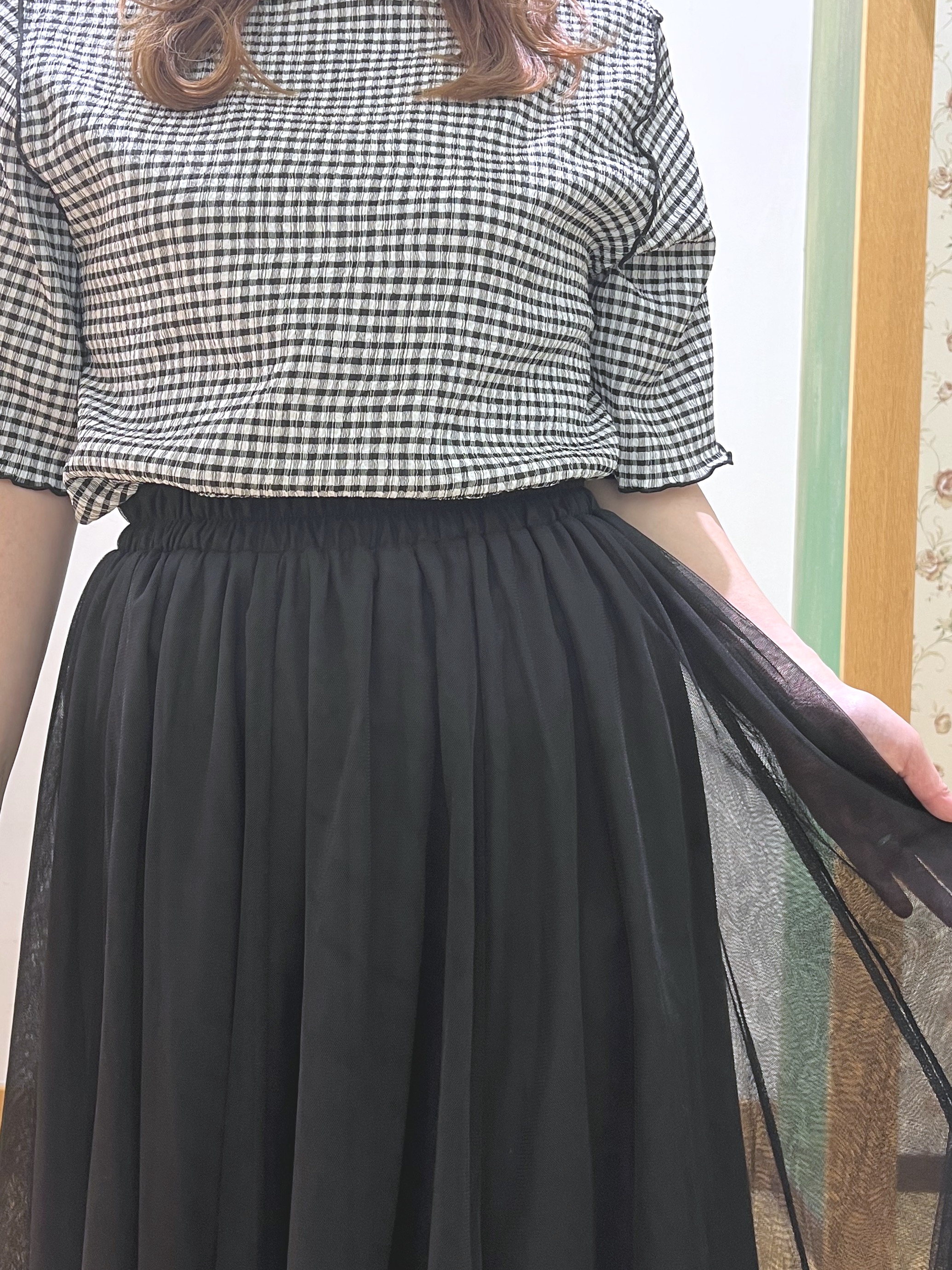 ゆっきーさんの「SHOO･LA･RUE｜カット楊柳ギンガムメローT」を使ったコーディネート