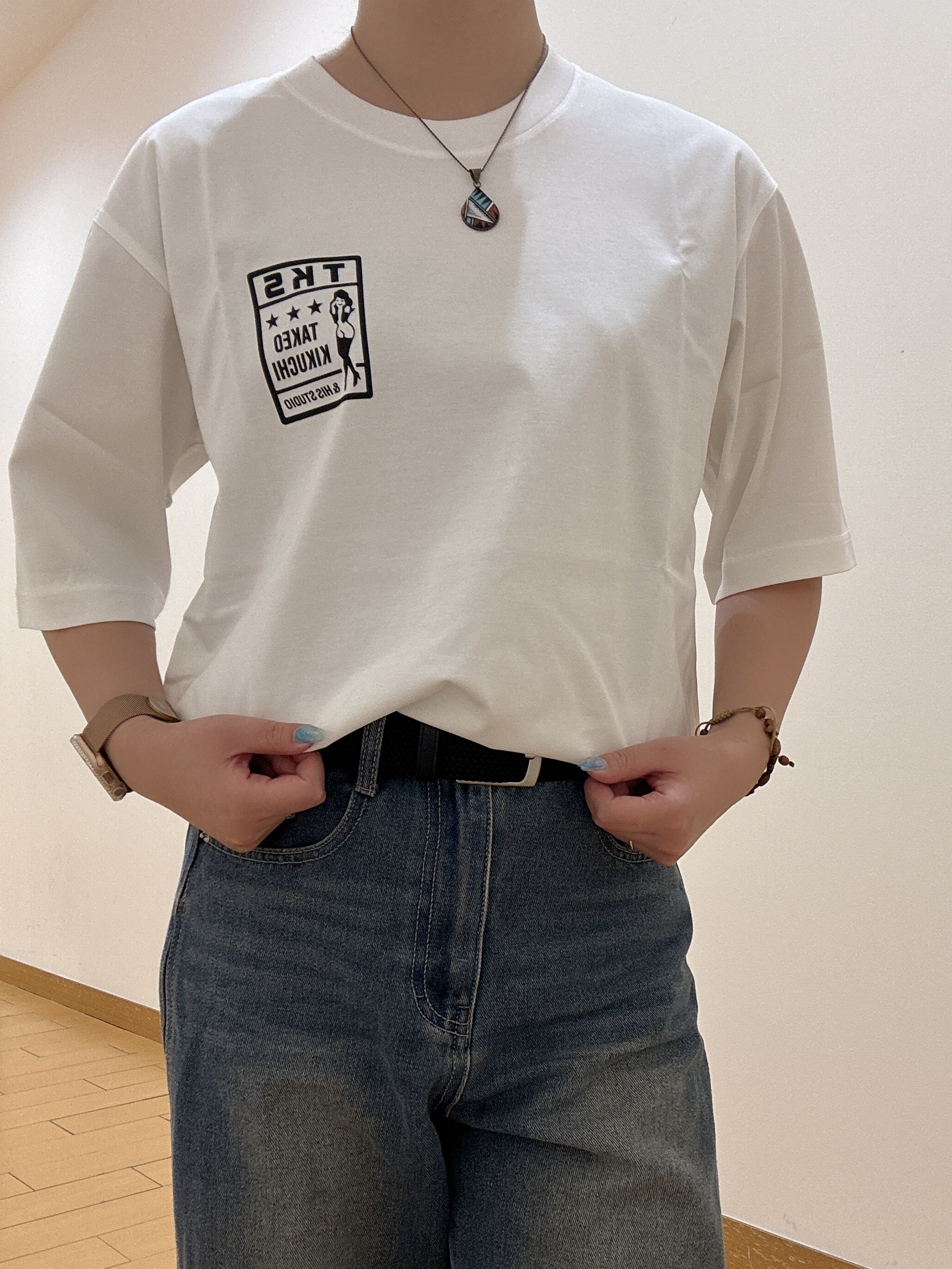 ヒナさんの「TAKEO KIKUCHI｜【BOWLER HAT LABEL】アイスクリアコットン ピンナップガール 半袖Tシャツ」を使ったコーディネート