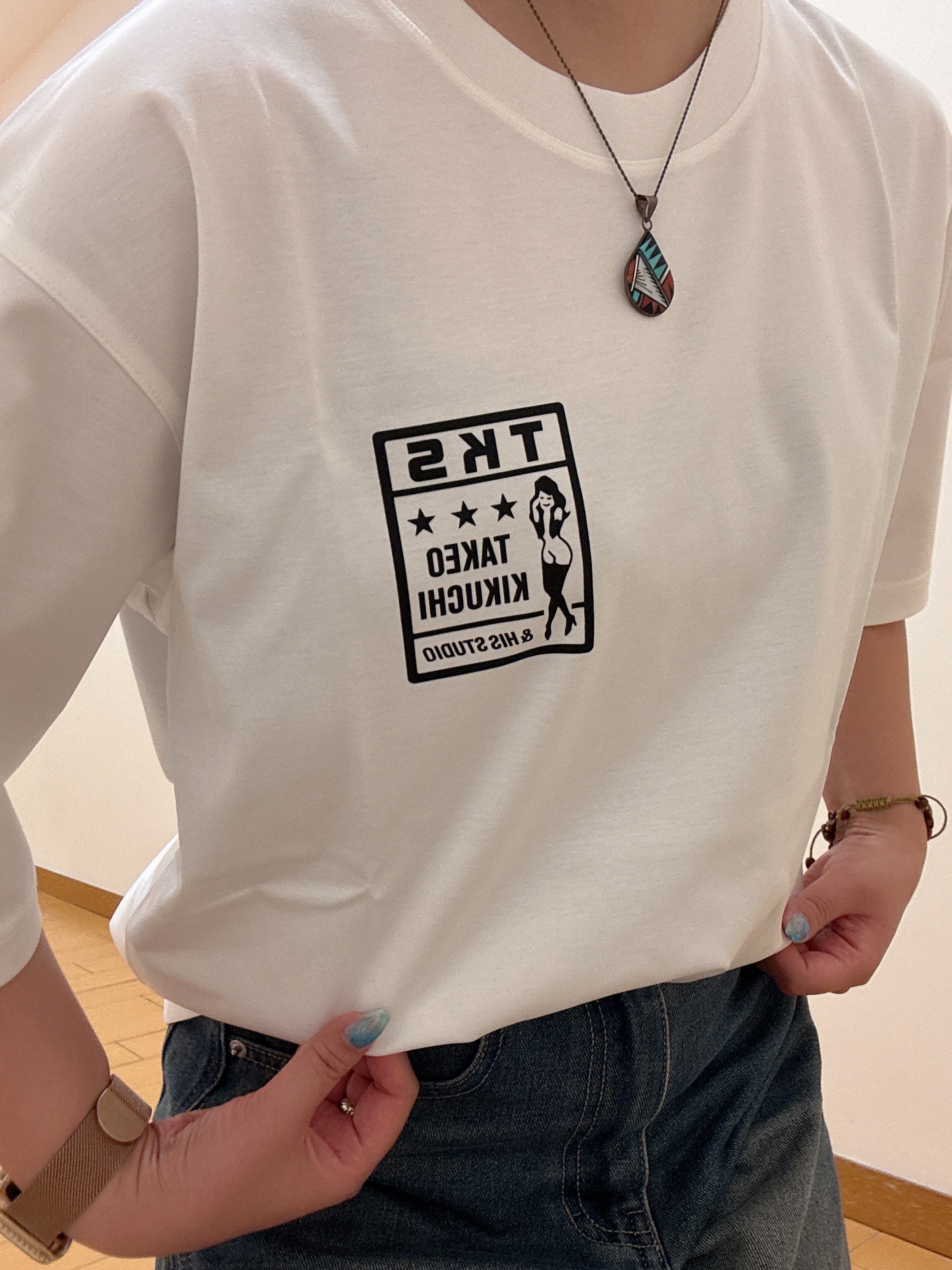 ヒナさんの「TAKEO KIKUCHI｜【BOWLER HAT LABEL】アイスクリアコットン ピンナップガール 半袖Tシャツ」を使ったコーディネート