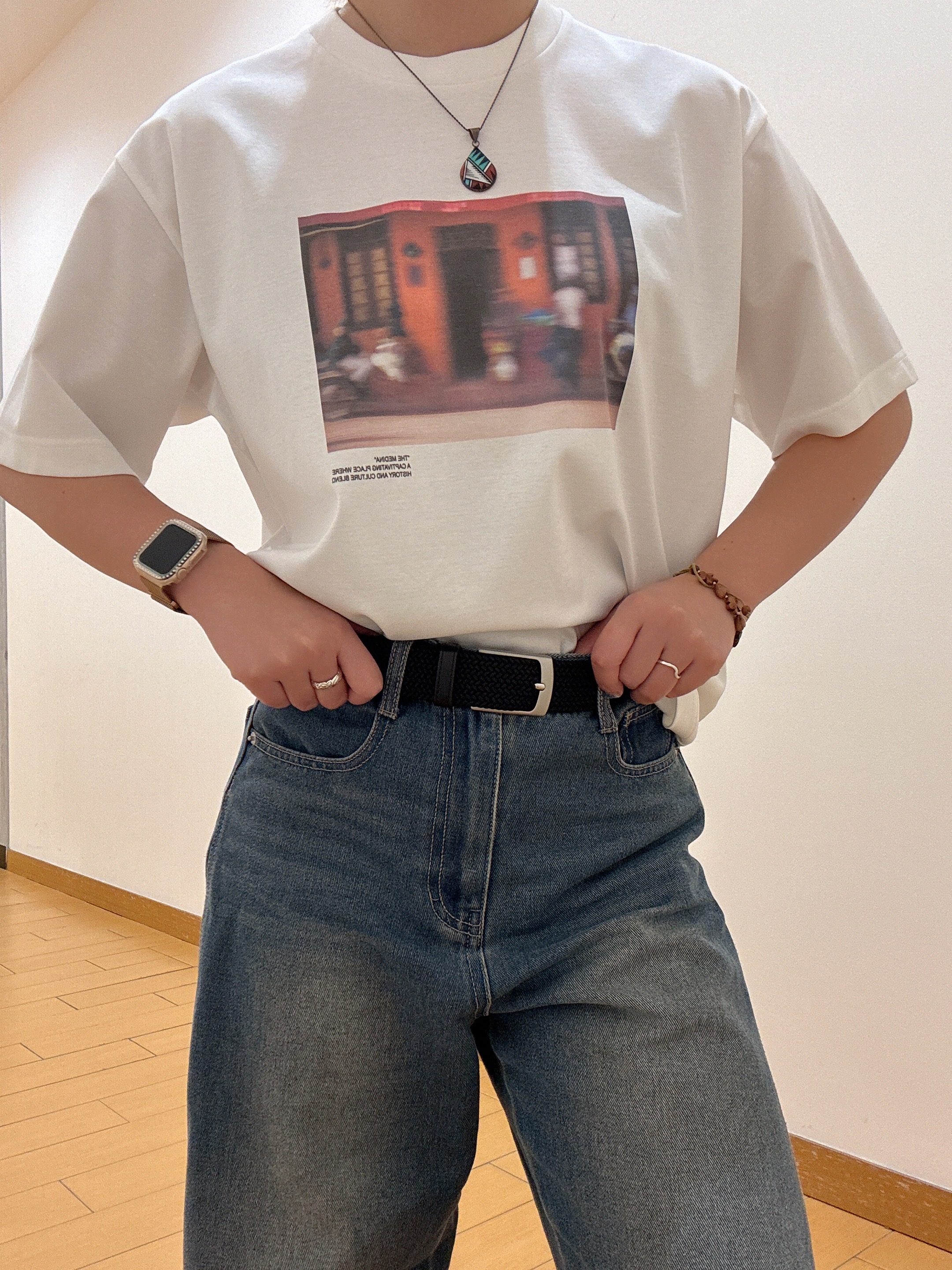 ヒナさんの「TAKEO KIKUCHI｜マラケシュ フォト Tシャツ」を使ったコーディネート