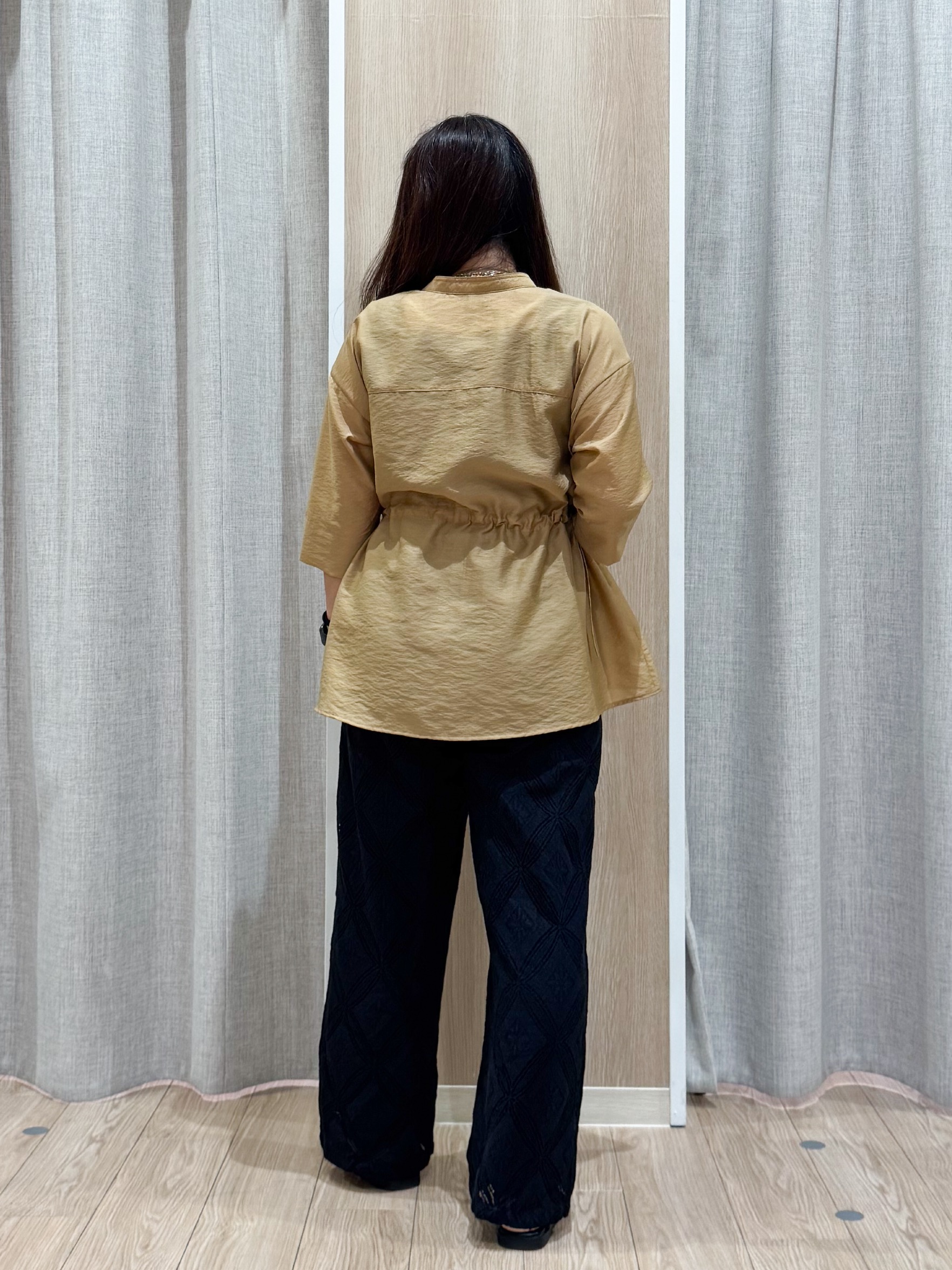 sachiさんの「grove｜5分袖ver登場！【体型カバー・洗える】シアーサファリシャツジャケット」を使ったコーディネート