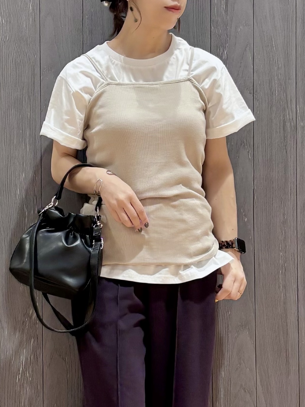 meiさんの「SHOO･LA･RUE｜【綿100%/ひんやり/S-LL】選べる3柄 大人のプリントTシャツ」を使ったコーディネート