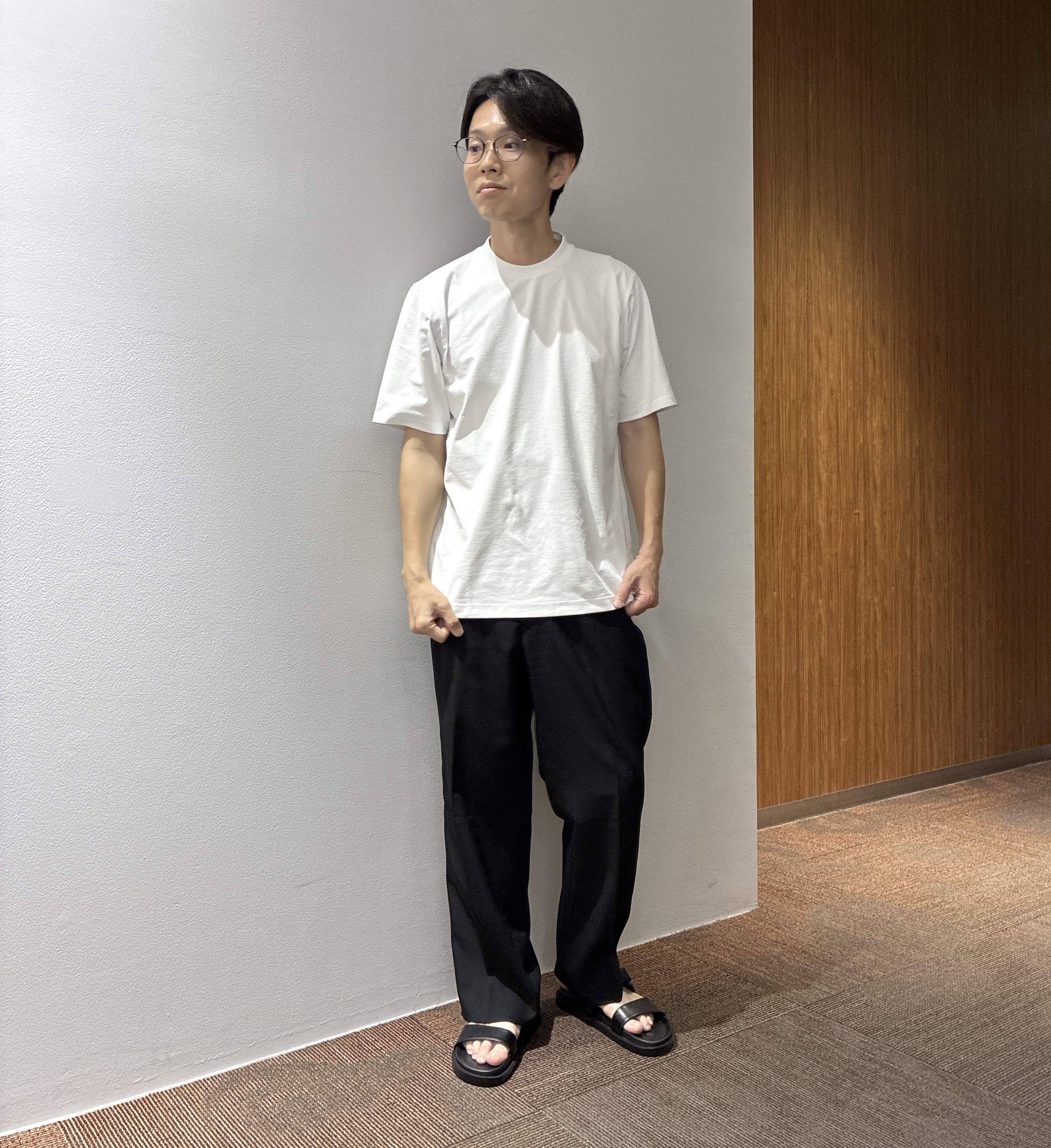 わいずみさんの「TAKEO KIKUCHI｜【接触冷感】ハイブリッド リネン 七分袖シャツ」を使ったコーディネート
