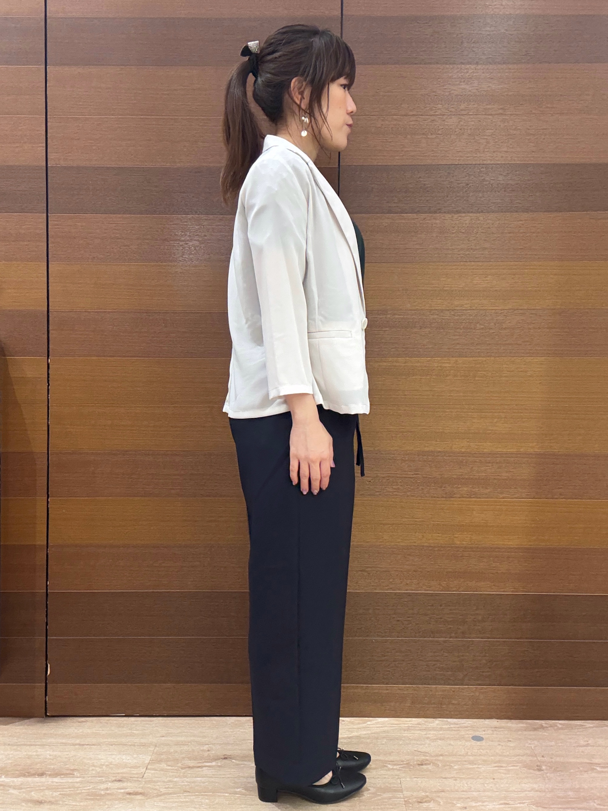 maichiさんの「OPAQUE.CLIP｜【接触冷感／防シワ】ひんやり7分袖テーラードジャケット《洗濯機OK》」を使ったコーディネート