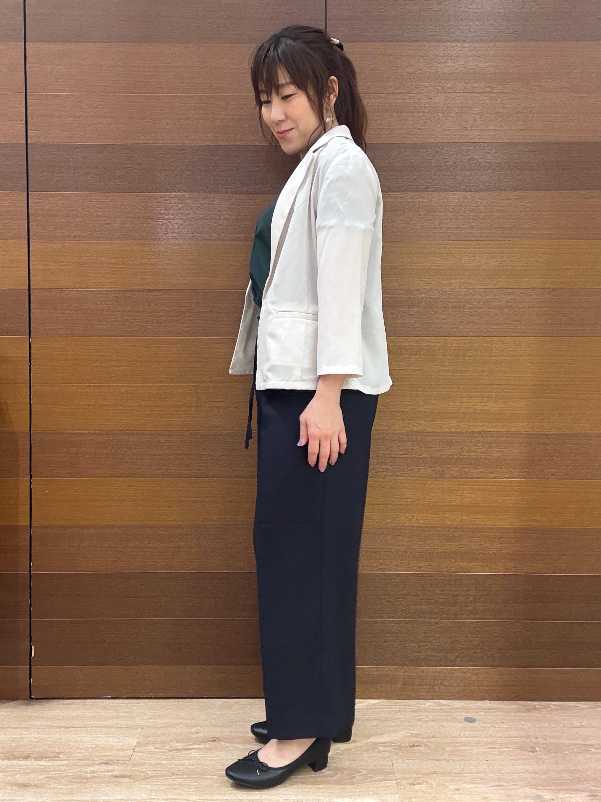 maichiさんの「OPAQUE.CLIP｜【接触冷感／防シワ】ひんやり7分袖テーラードジャケット《洗濯機OK》」を使ったコーディネート
