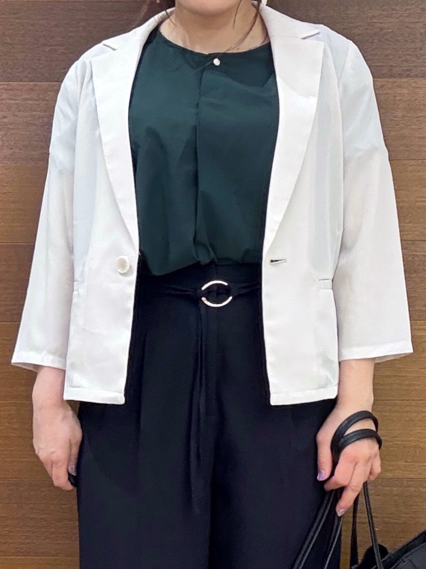 maichiさんの「OPAQUE.CLIP｜【接触冷感／防シワ】ひんやり7分袖テーラードジャケット《洗濯機OK》」を使ったコーディネート