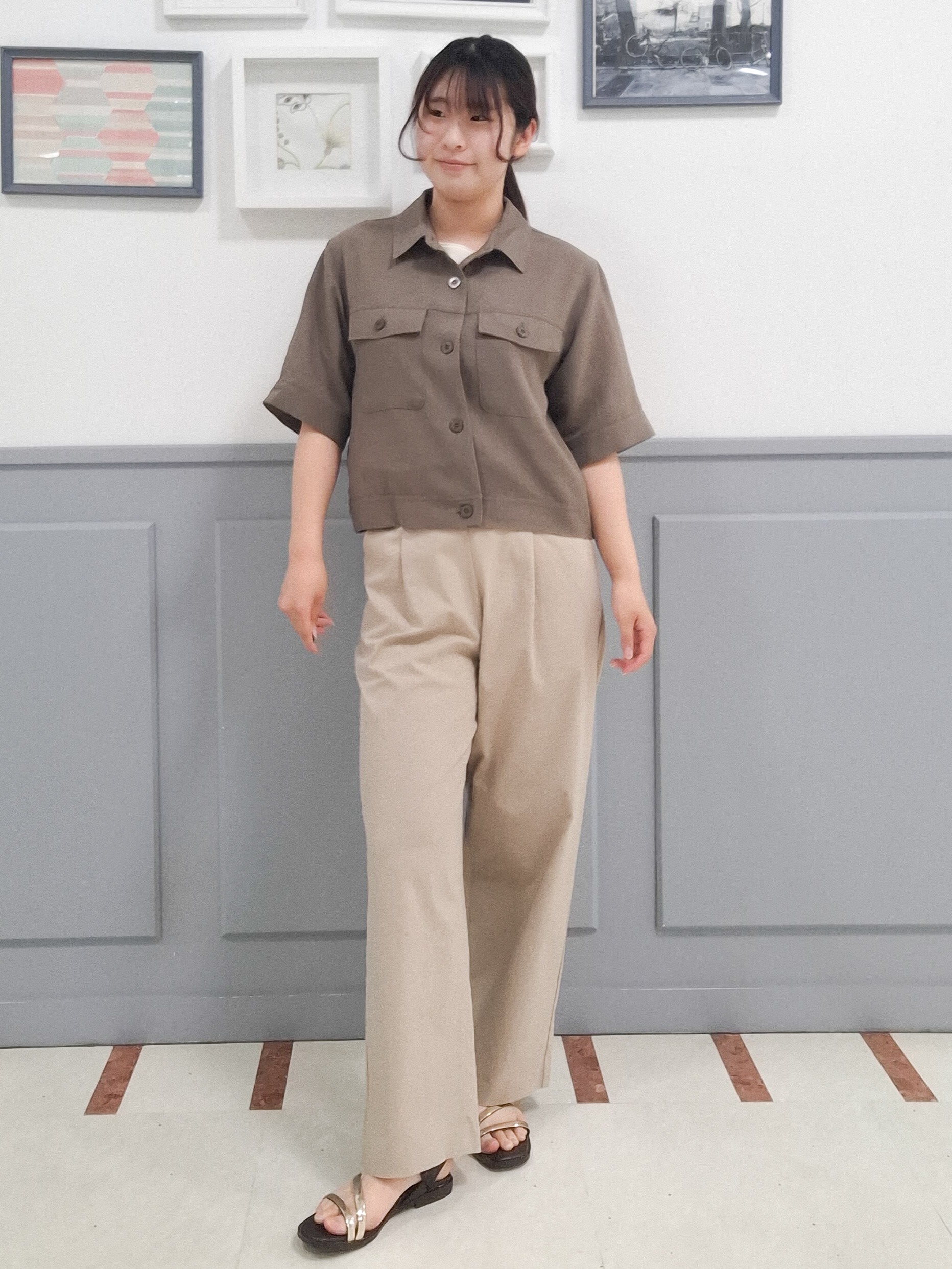 さっちーさんの「grove｜【吸水速乾・通気性・洗える】衿付きハーフジャケット」を使ったコーディネート