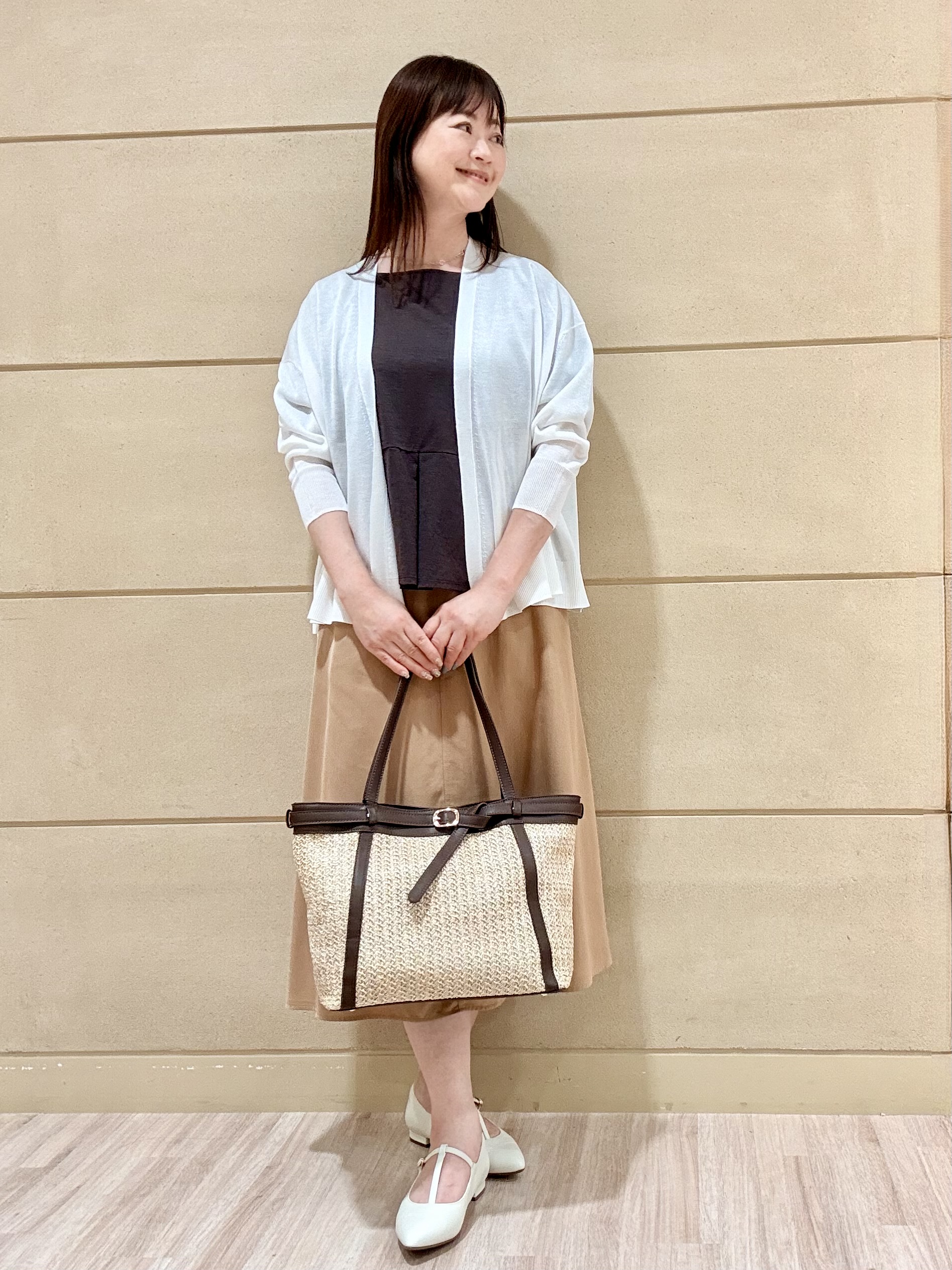 Marさんの「Reflect｜【UVカット／接触冷感／吸水速乾】フレアスリーブペプラムカットソー」を使ったコーディネート