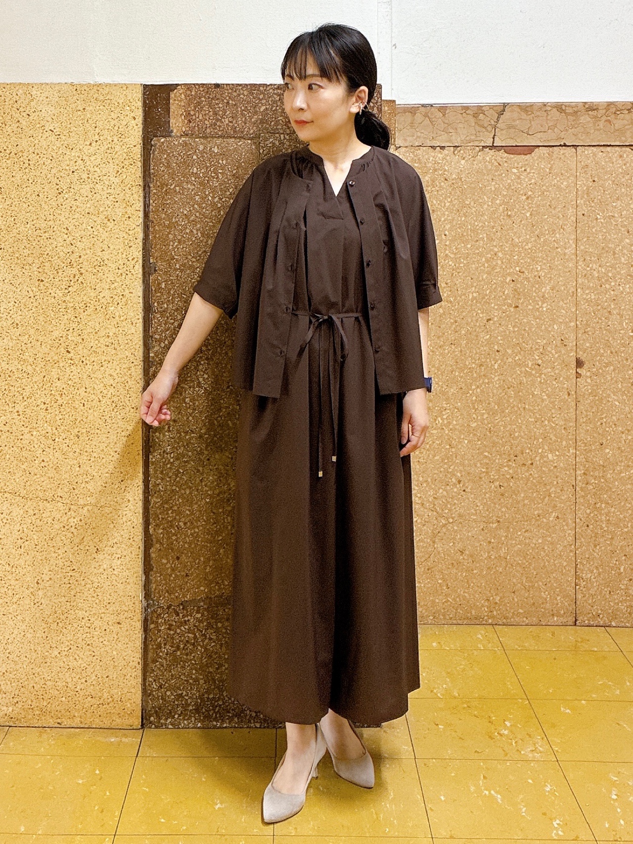 hattoriさんの「INDIVI｜【撥水／UVカット】ベルト付きワンピース」を使ったコーディネート