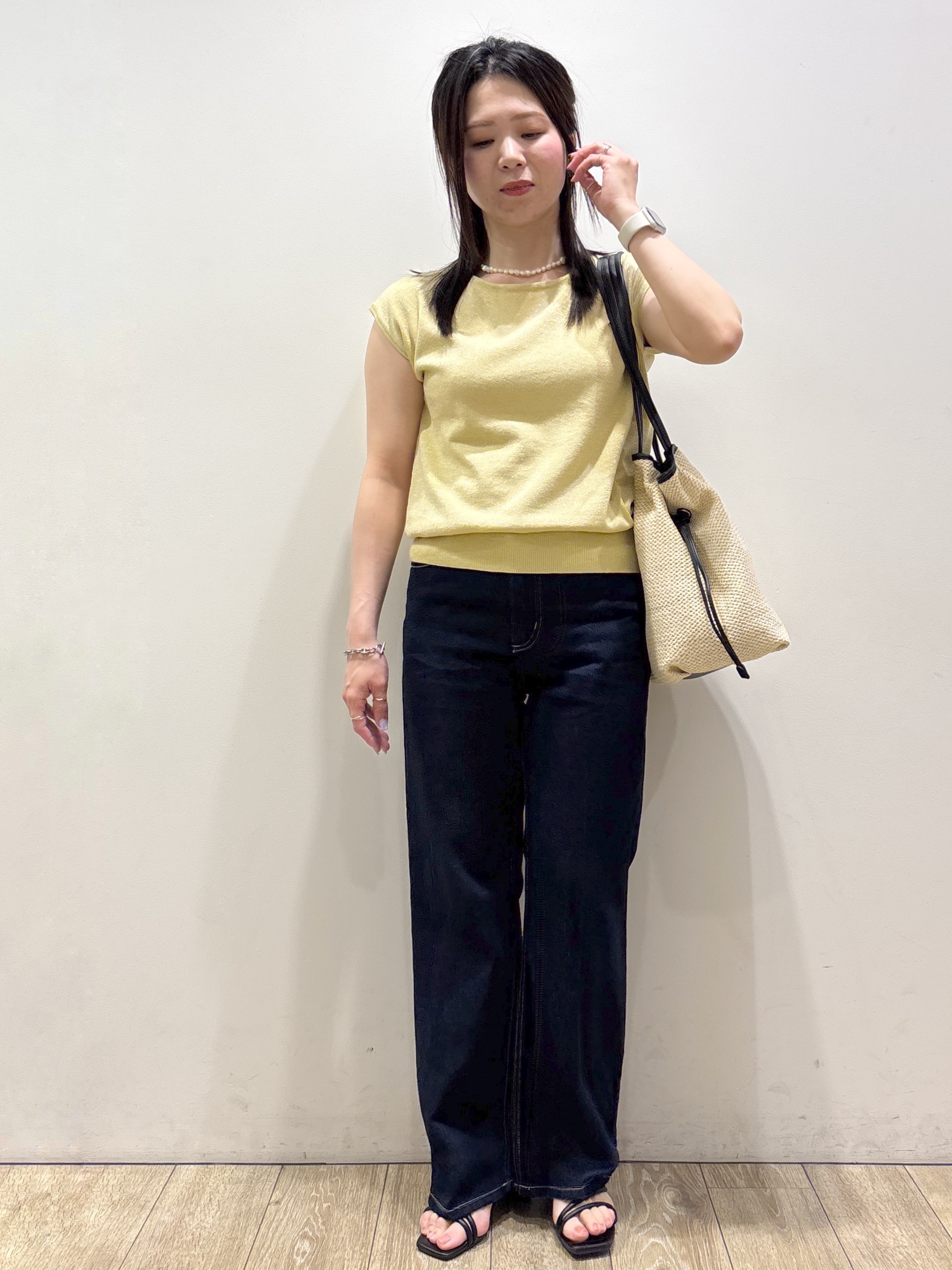 mameさんの「index｜マルチボーダーアソートニット【洗濯機OK／抗ピリング】」を使ったコーディネート