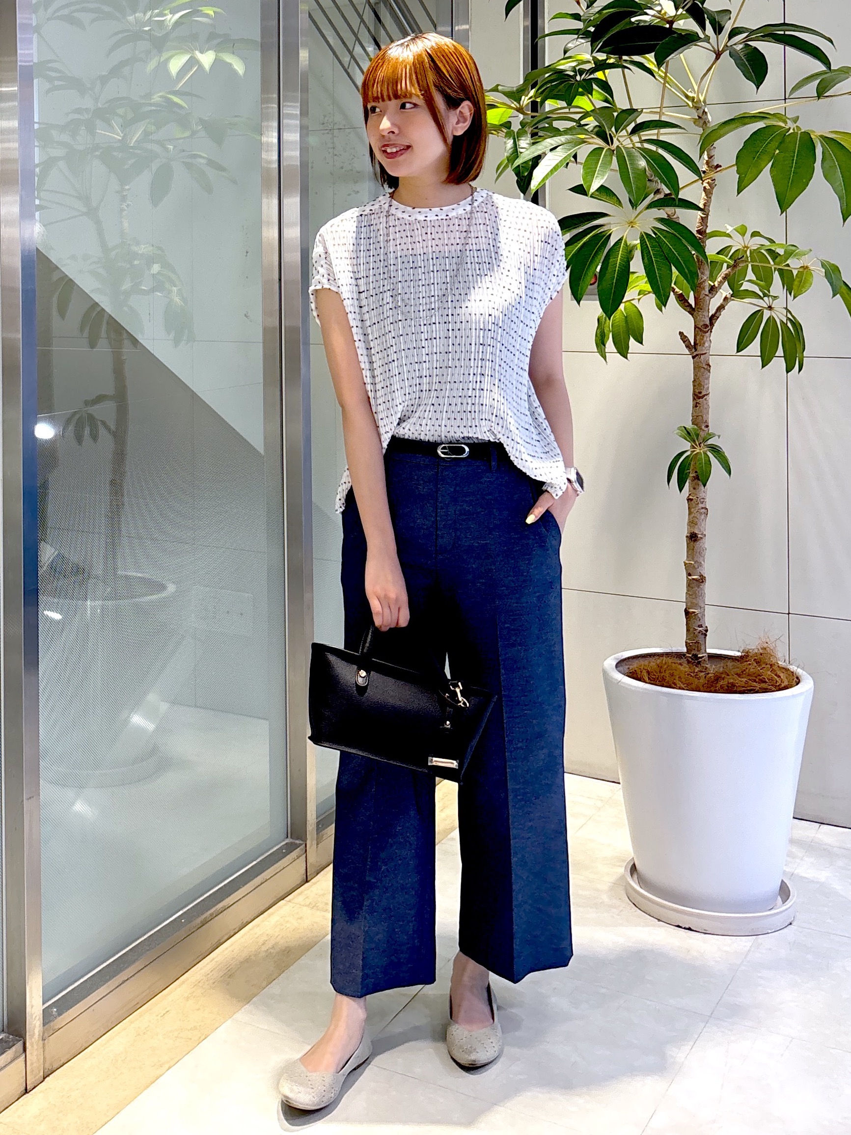 yukaさんの「UNTITLED｜【1枚で着映える】ドットジャガードブラウス」を使ったコーディネート