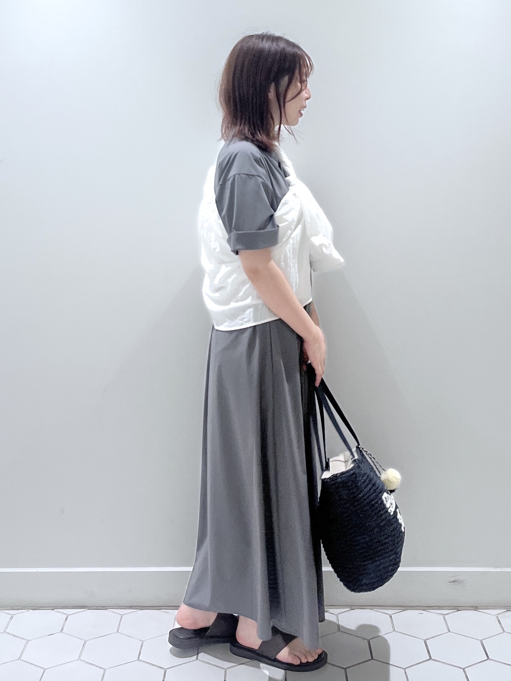 Makinoさんの「Dessin｜【接触冷感/UVカット】バンドカラーワンピース」を使ったコーディネート