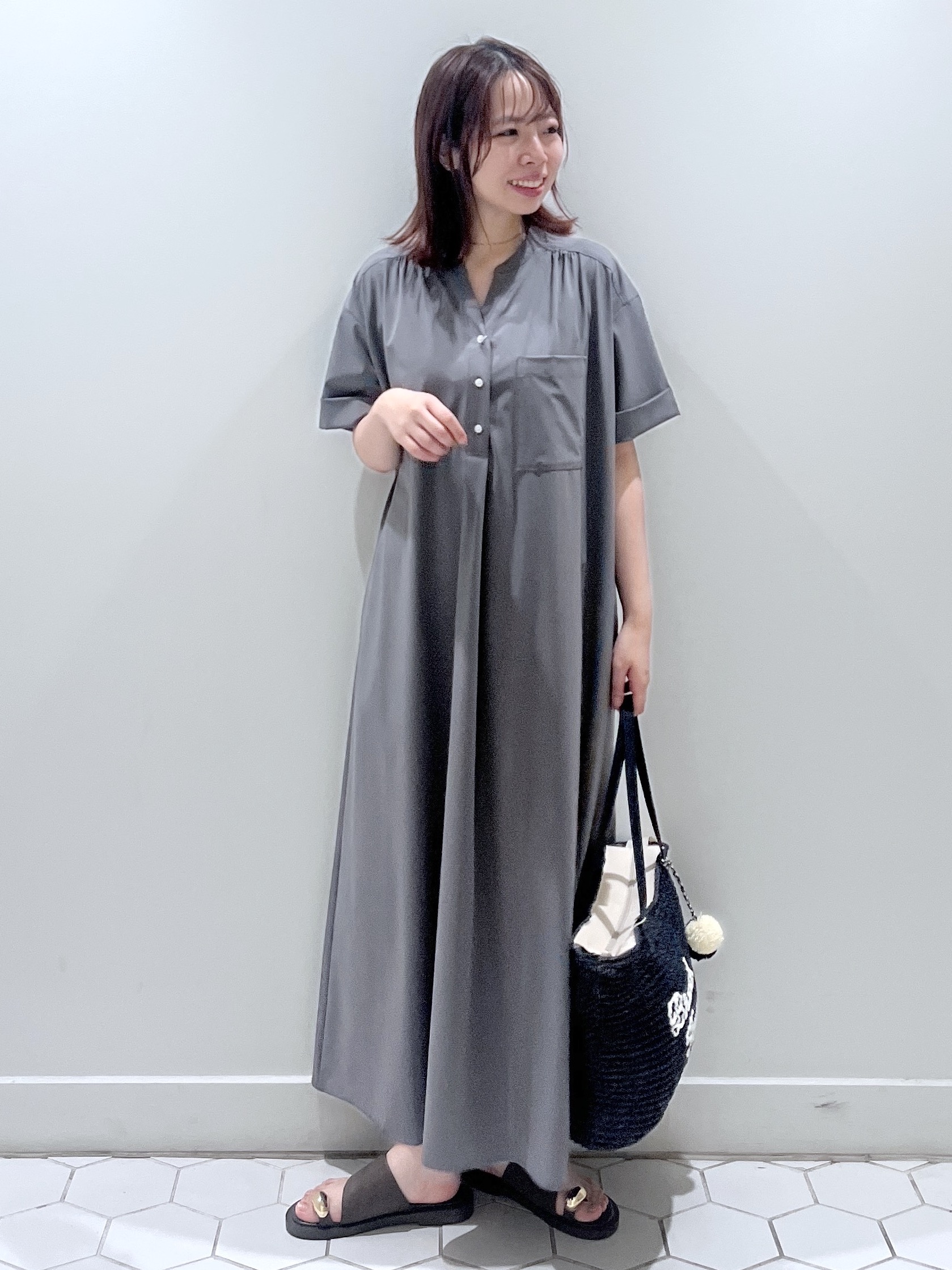 Makinoさんの「Dessin｜【接触冷感/UVカット】バンドカラーワンピース」を使ったコーディネート