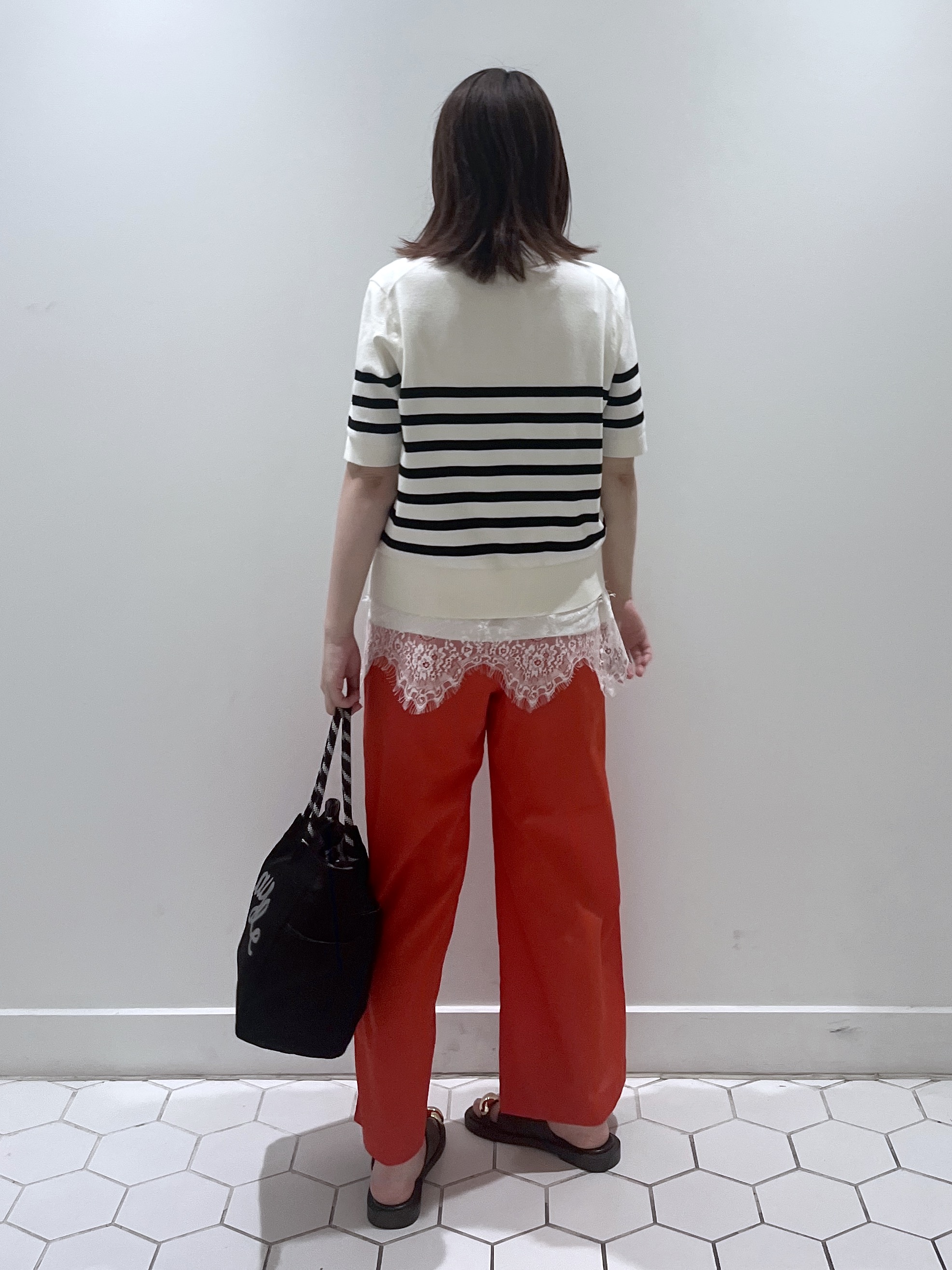 Makinoさんの「Dessin｜ポロ襟 ハーフスリーブニット」を使ったコーディネート