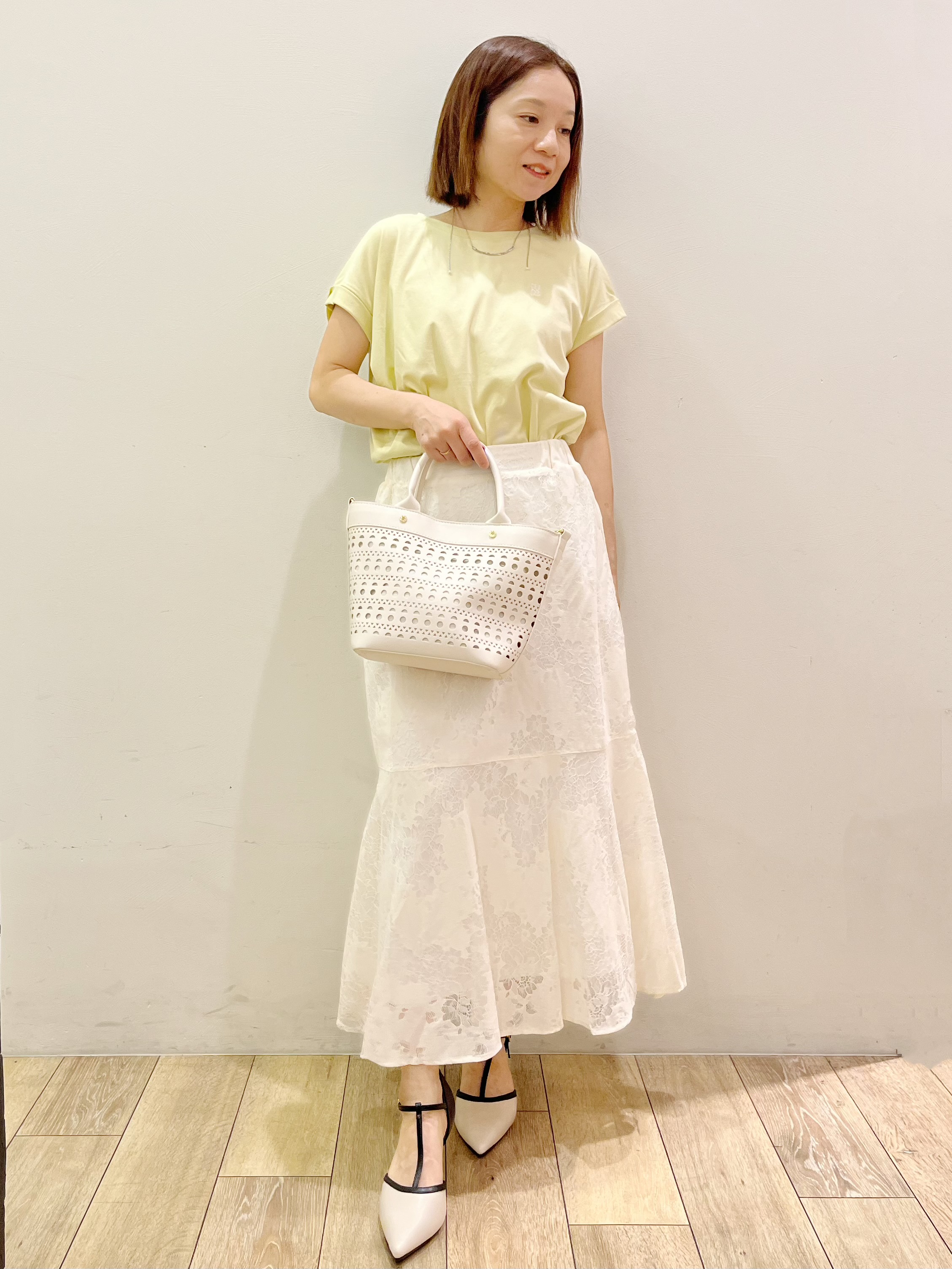 kcさんの「OPAQUE.CLIP｜【接触冷感／UV】ワンポイント刺繍Tシャツ《7col／XS~3L／洗濯機OK》」を使ったコーディネート