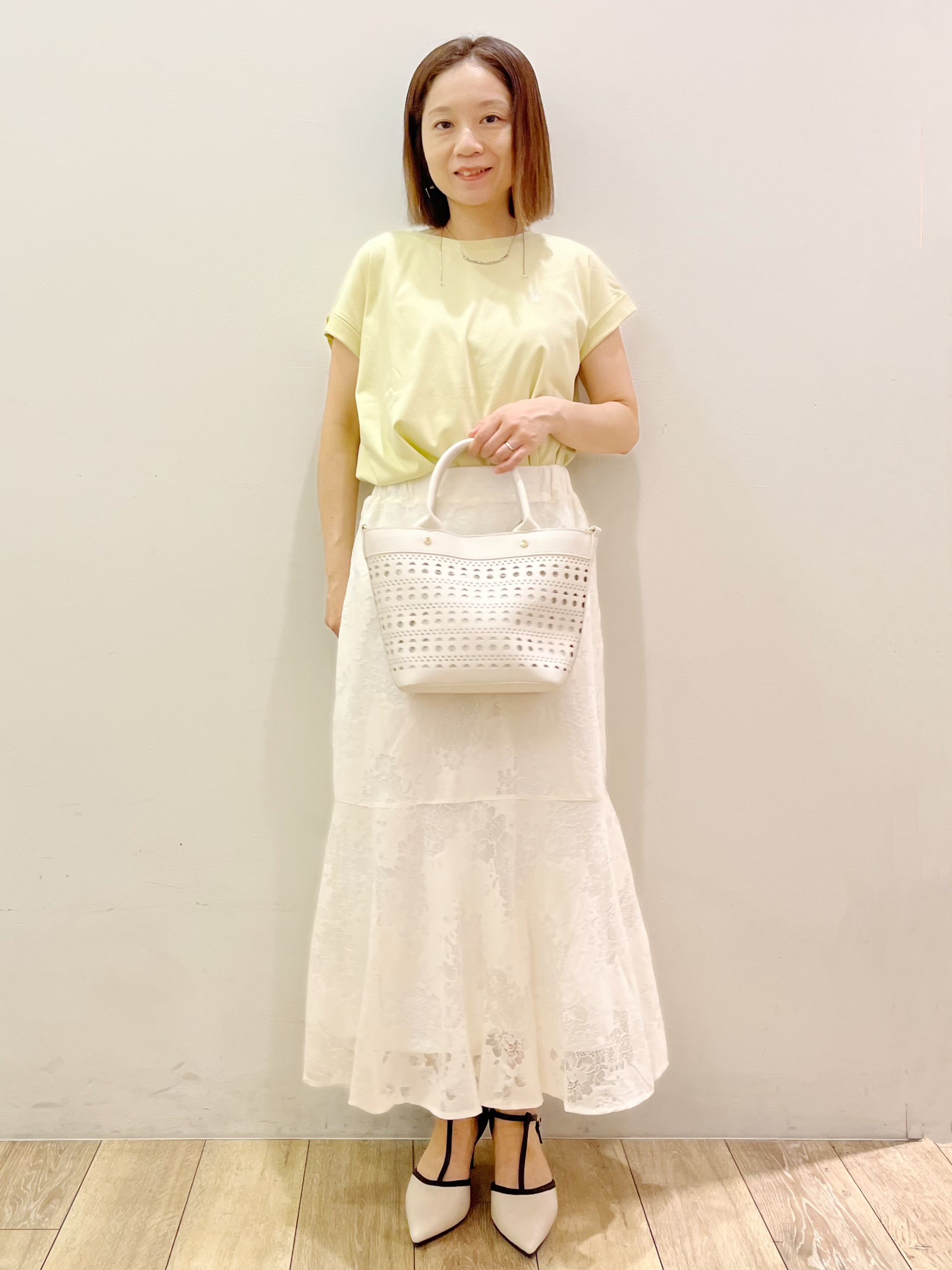 kcさんの「OPAQUE.CLIP｜【接触冷感／UV】ワンポイント刺繍Tシャツ《7col／XS~3L／洗濯機OK》」を使ったコーディネート