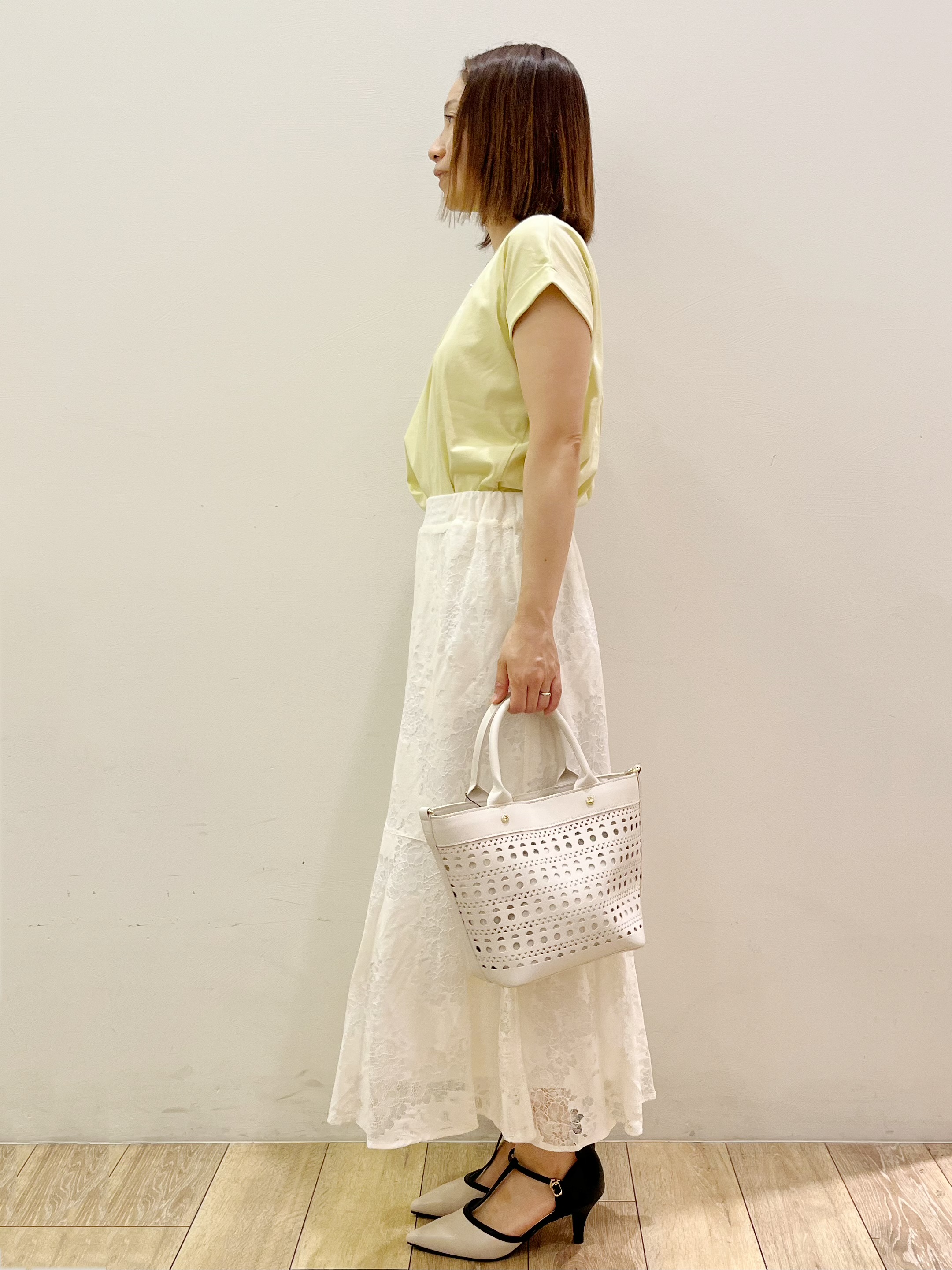 kcさんの「OPAQUE.CLIP｜【接触冷感／UV】ワンポイント刺繍Tシャツ《7col／XS~3L／洗濯機OK》」を使ったコーディネート