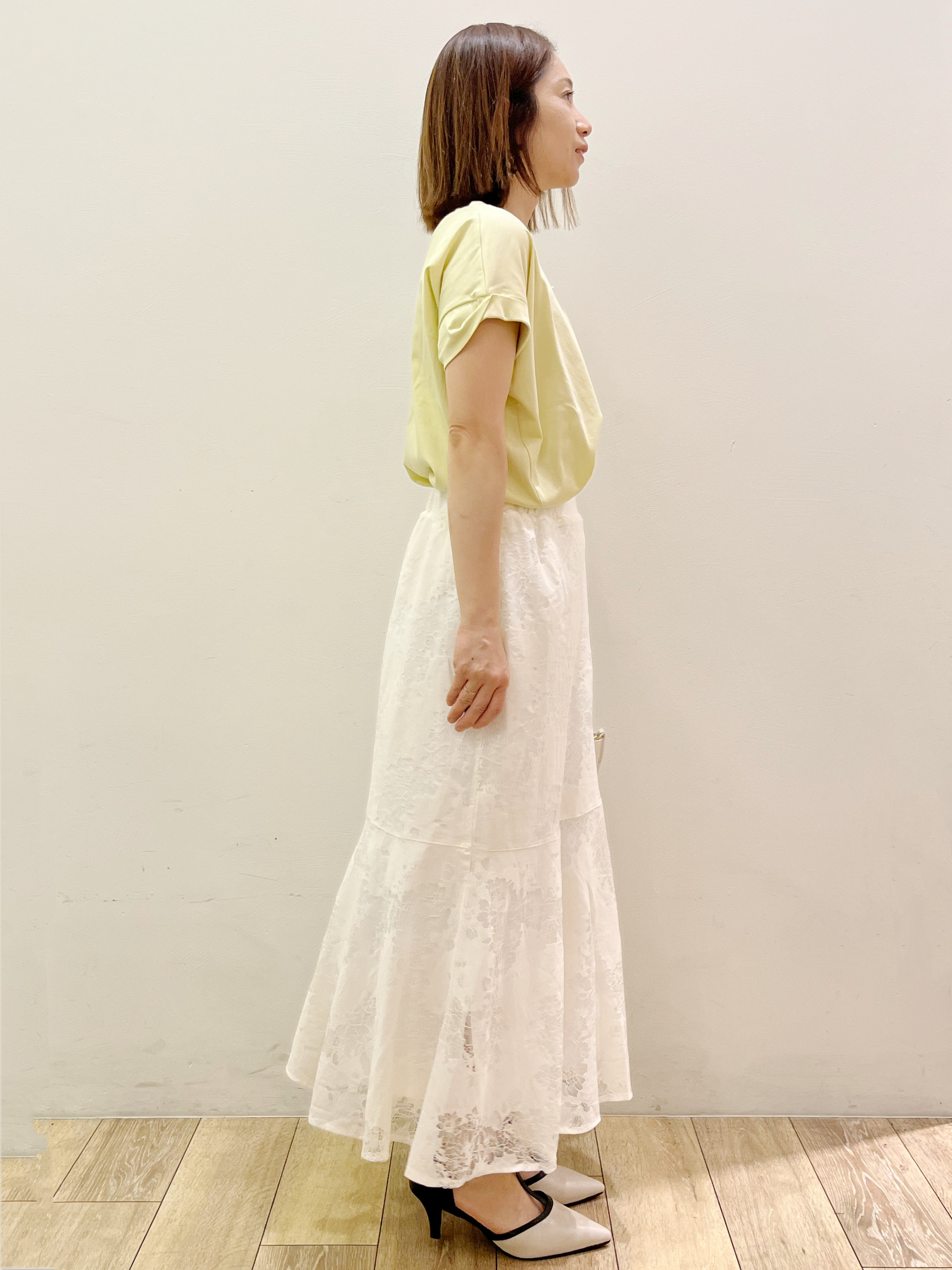 kcさんの「OPAQUE.CLIP｜【接触冷感／UV】ワンポイント刺繍Tシャツ《7col／XS~3L／洗濯機OK》」を使ったコーディネート
