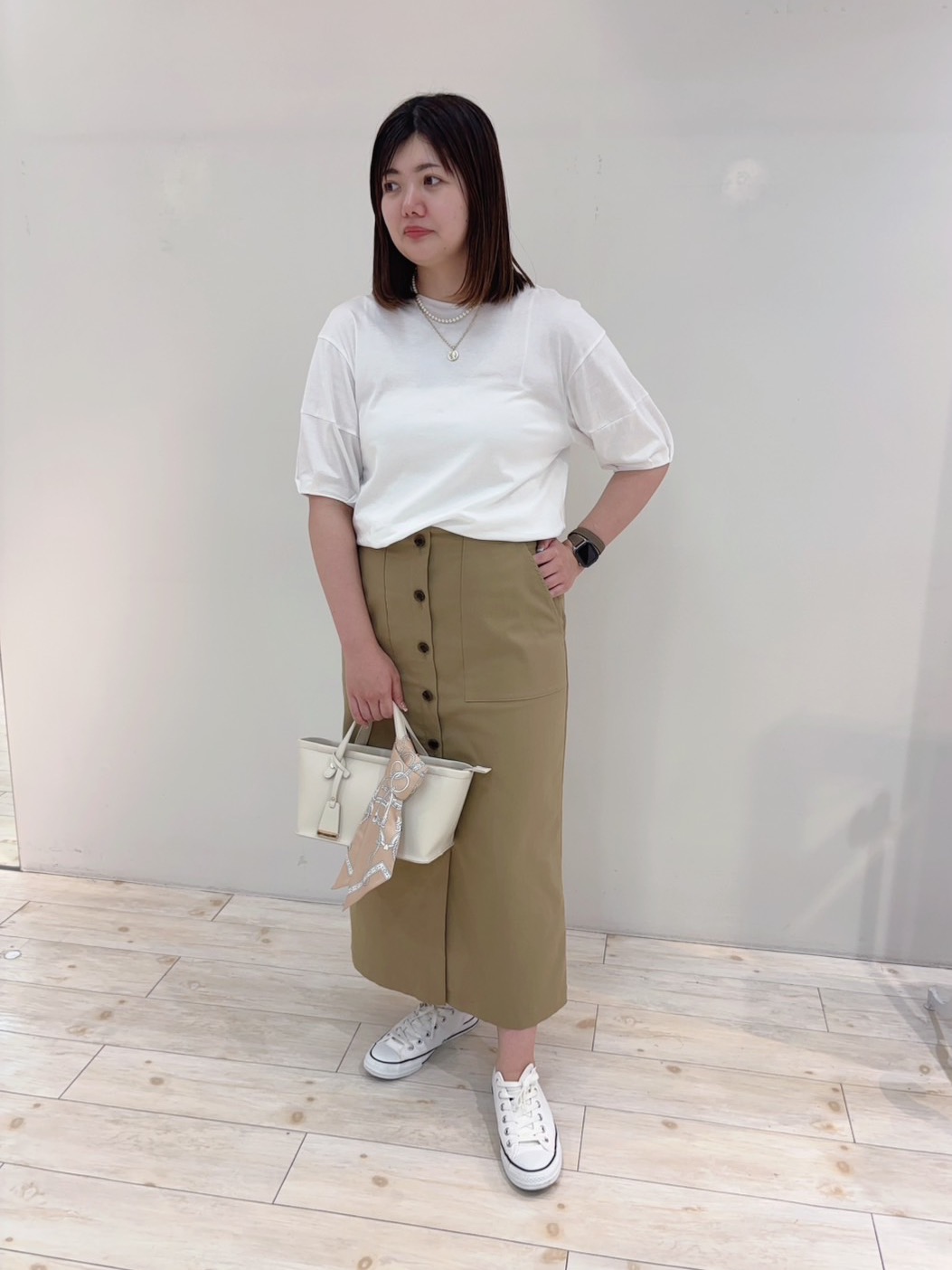 Mizuさんの「UNTITLED｜【汗染み防止/接触冷感】ランタンスリーブプルオーバー」を使ったコーディネート