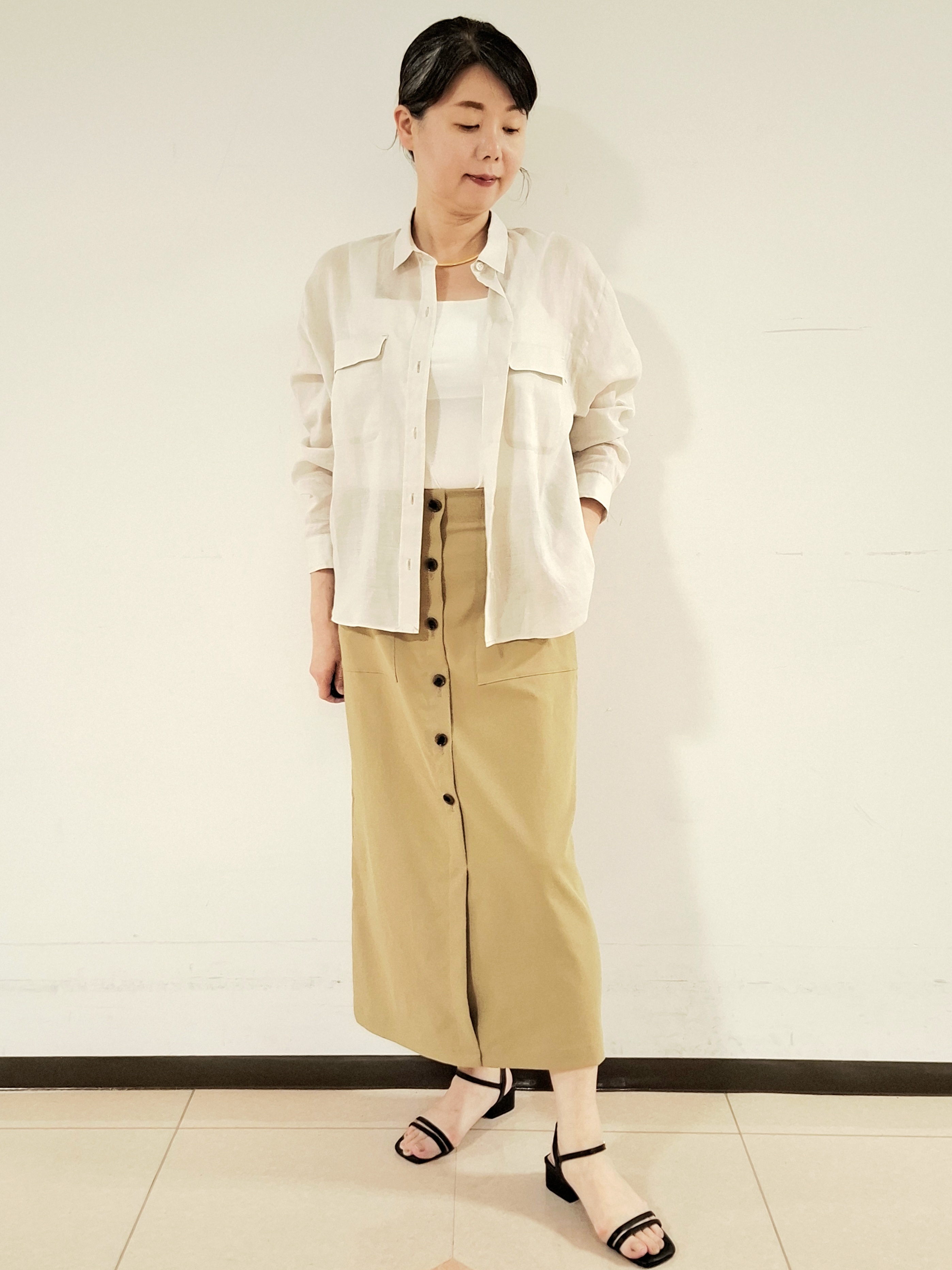 ねぎさんの「UNTITLED｜【古畑星夏さん着用/接触冷感】ドライタッチシャツ」を使ったコーディネート