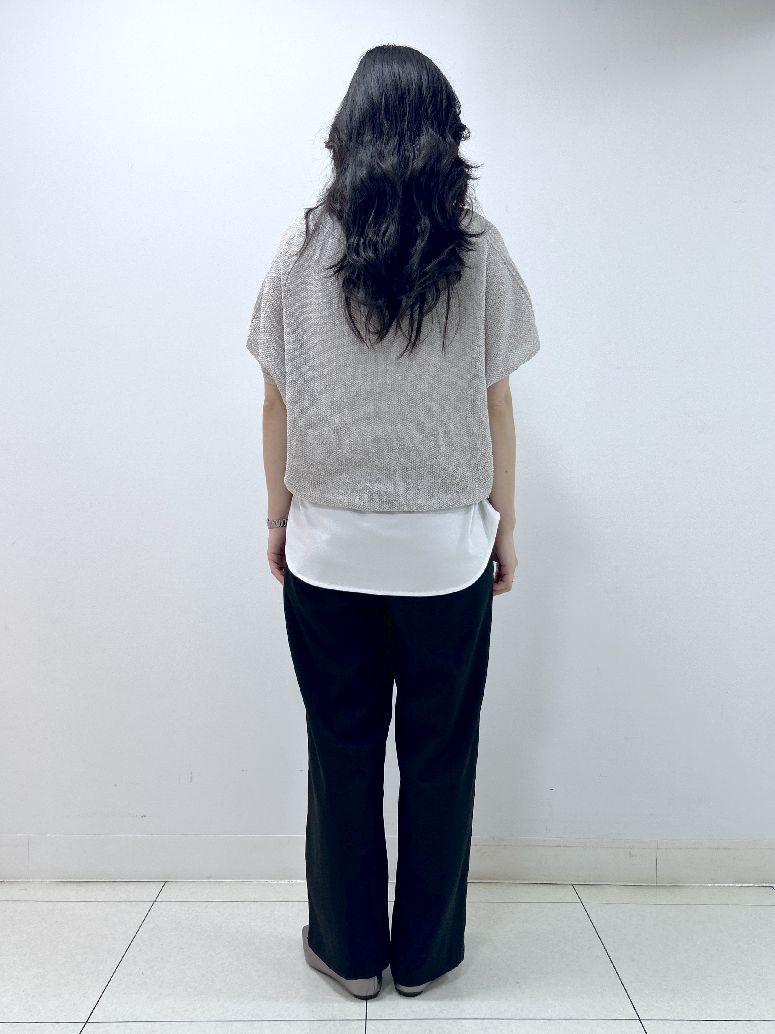Kaiさんの「Dessin｜【洗える】透かし編みデザインニット半袖」を使ったコーディネート