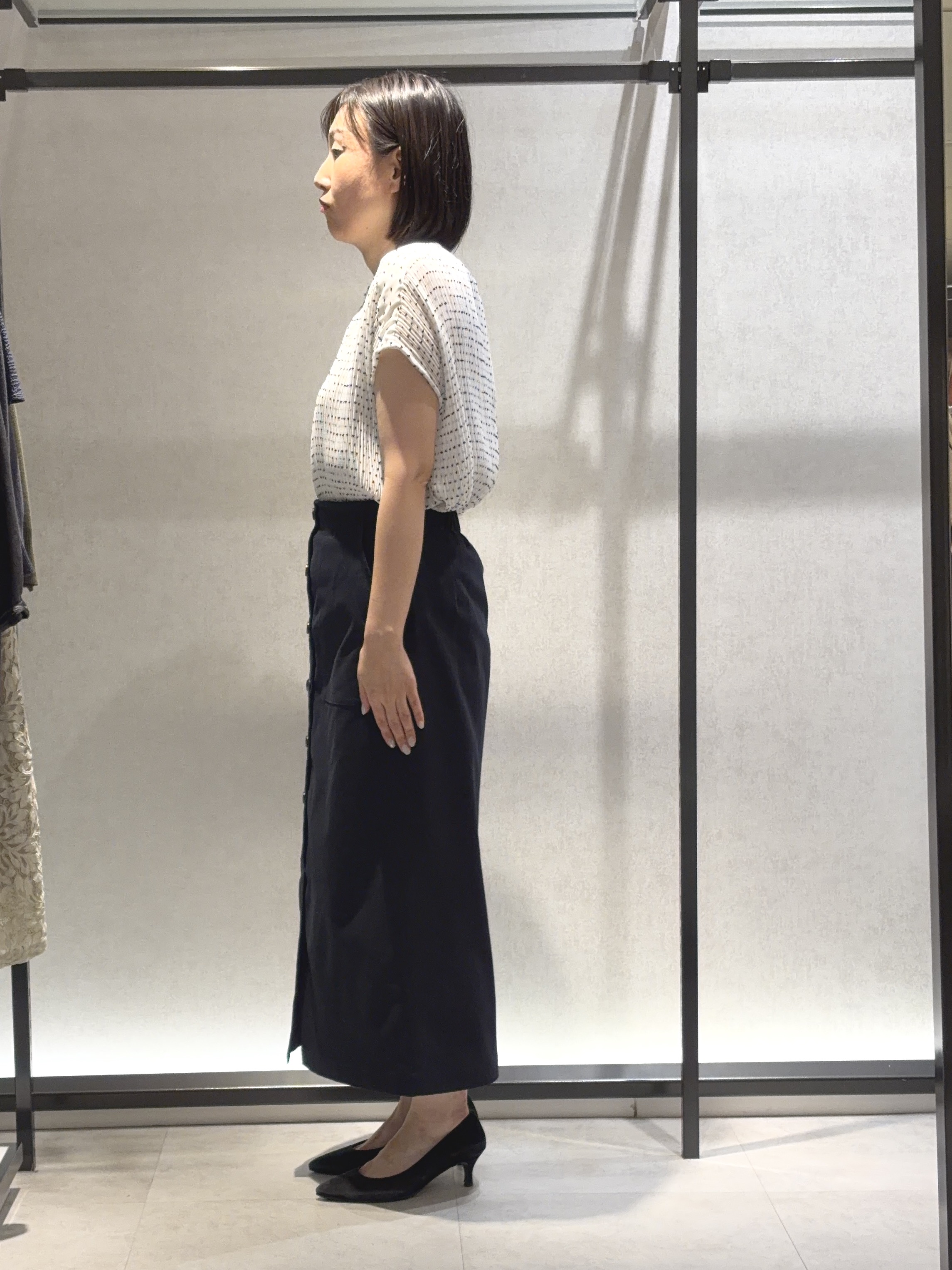 わたなべさんの「UNTITLED｜【1枚で着映える】ドットジャガードブラウス」を使ったコーディネート