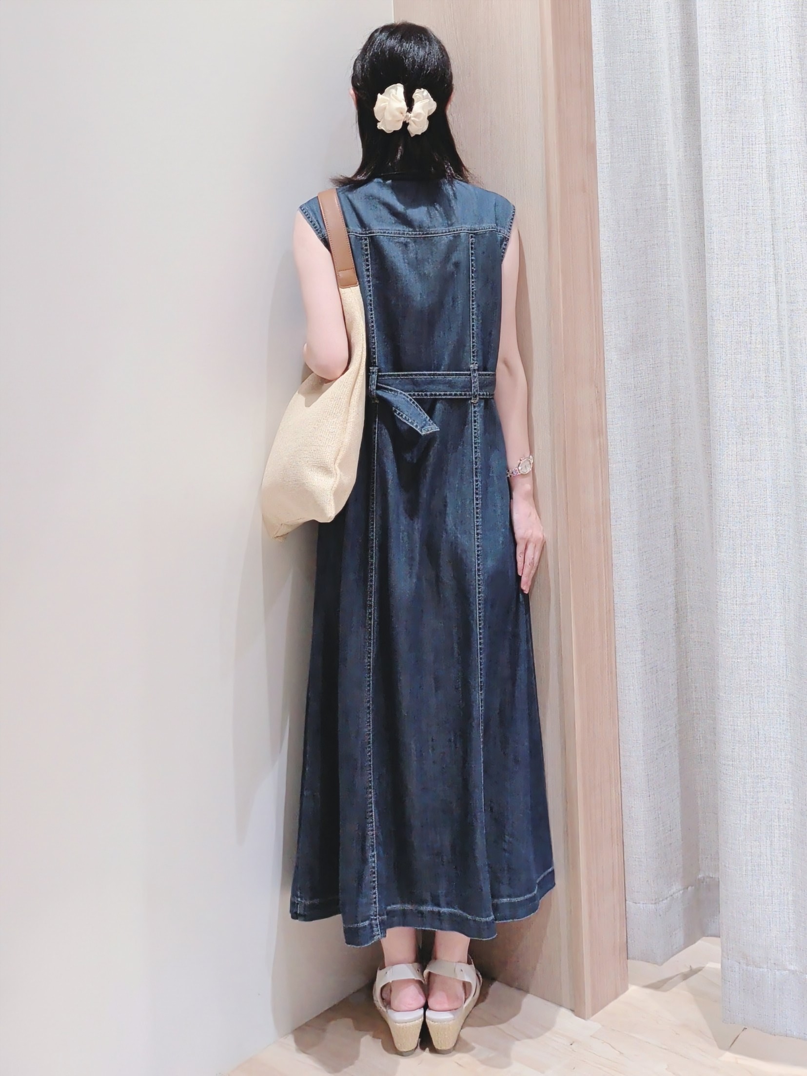 Yuiさんの「grove｜大人気！デニムフレアワンピース」を使ったコーディネート