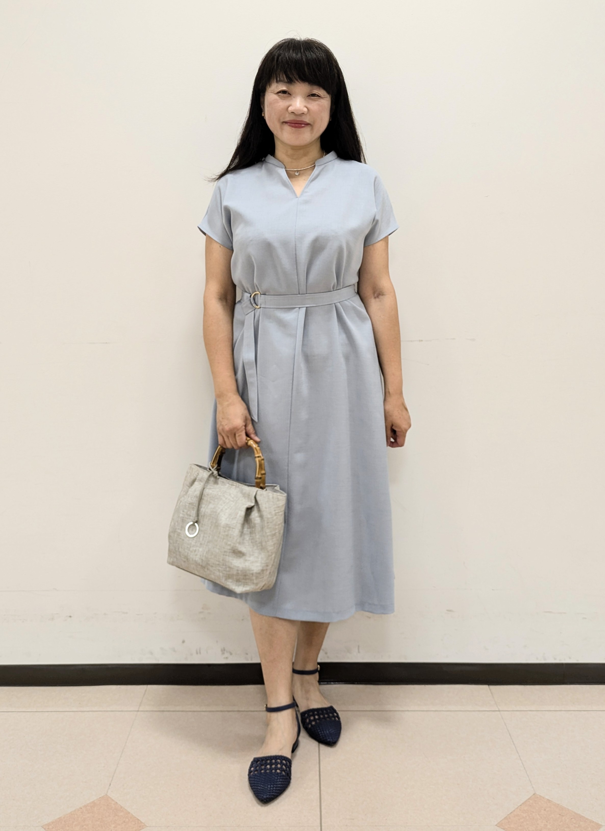 ともさんの「UNTITLED｜【UV/接触冷感/遮熱/通気性】スラブバンドカラーワンピース」を使ったコーディネート