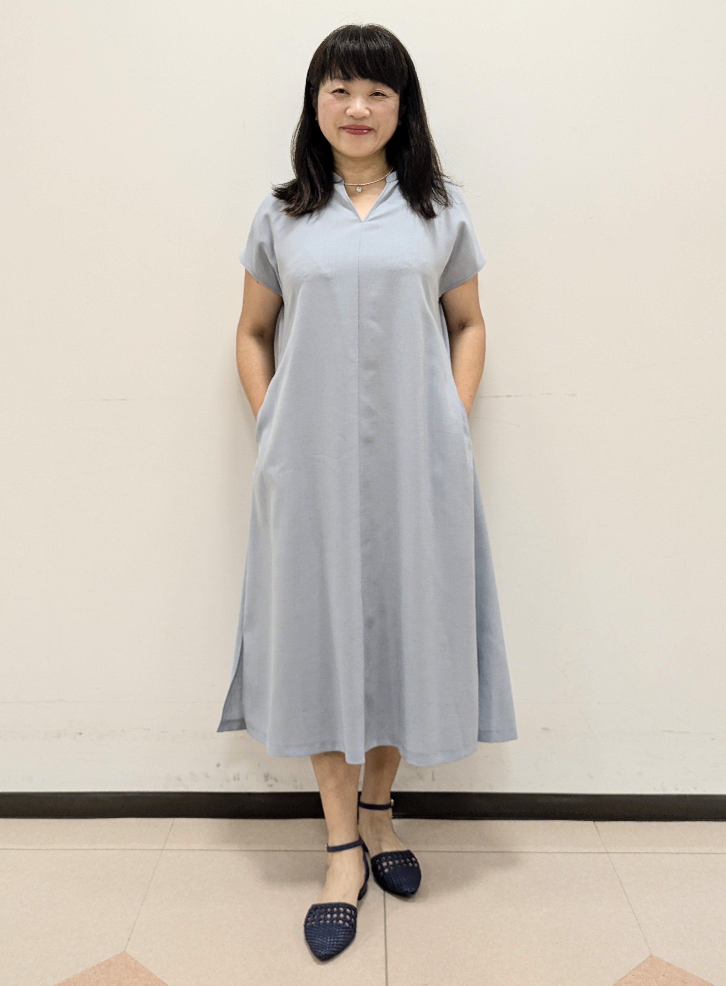 ともさんの「UNTITLED｜【UV/接触冷感/遮熱/通気性】スラブバンドカラーワンピース」を使ったコーディネート