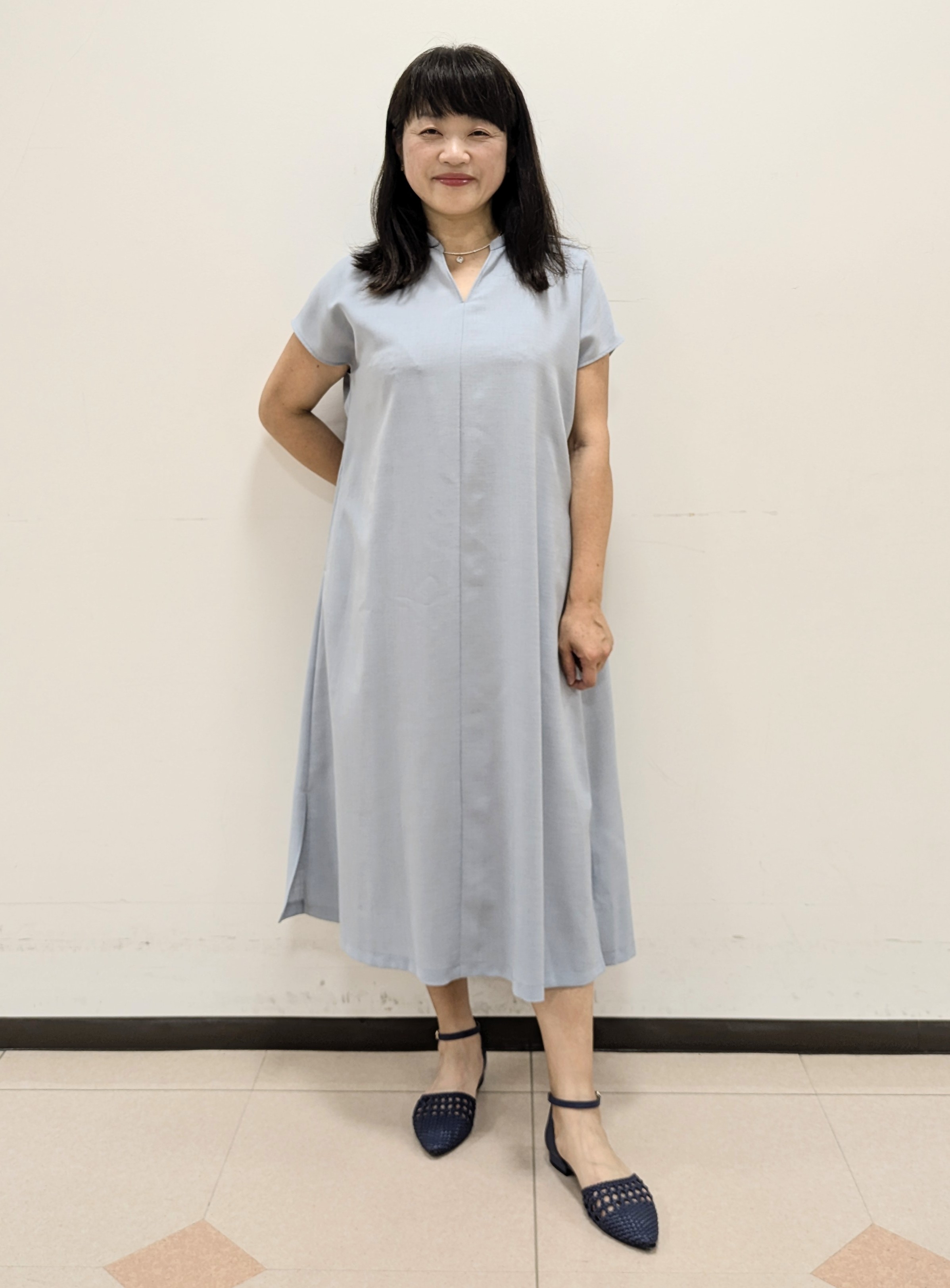ともさんの「UNTITLED｜【UV/接触冷感/遮熱/通気性】スラブバンドカラーワンピース」を使ったコーディネート
