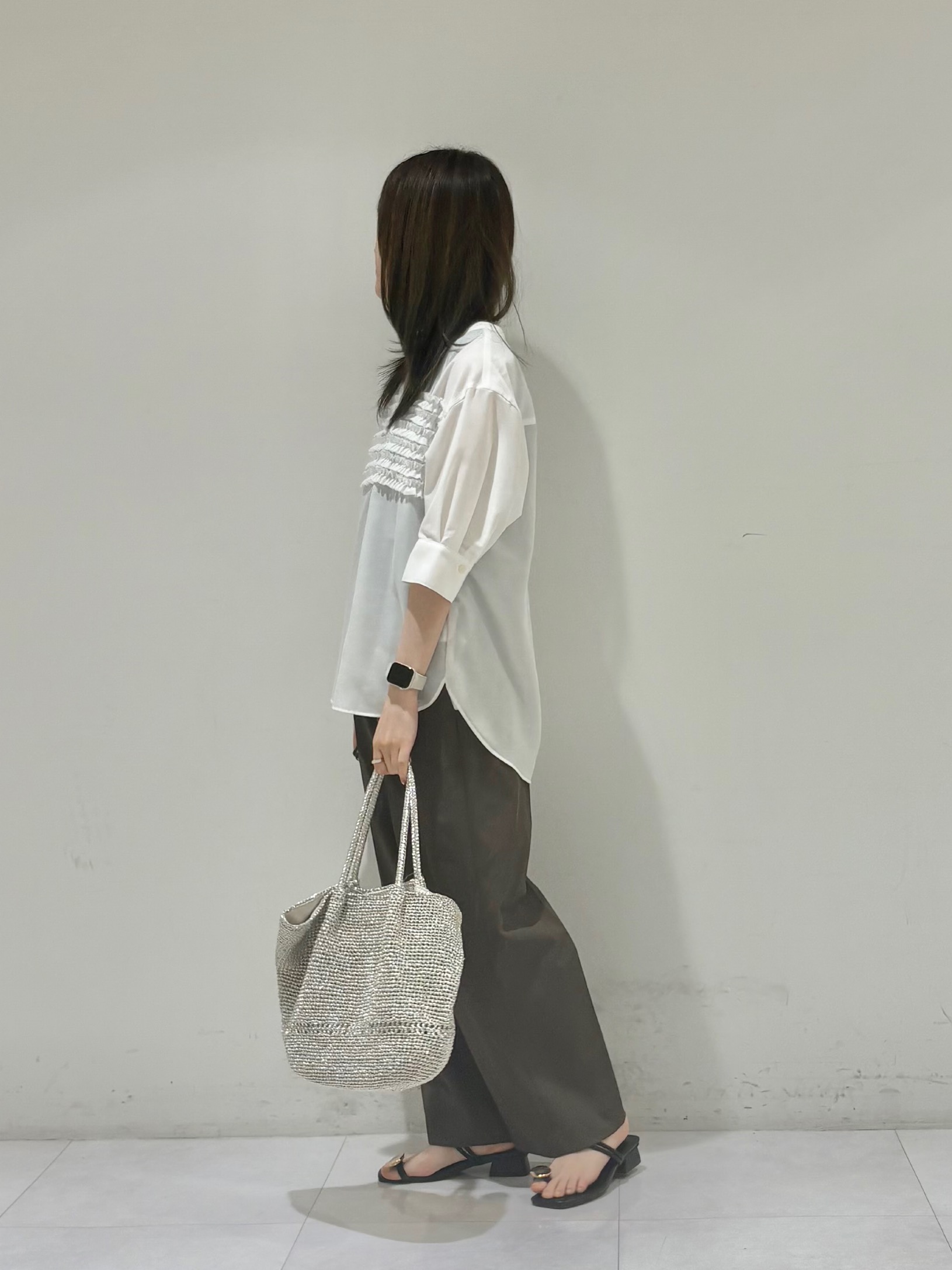 kyokaさんの「UNTITLED｜【接触冷感/通気性/洗える】フロントフリルブラウス」を使ったコーディネート