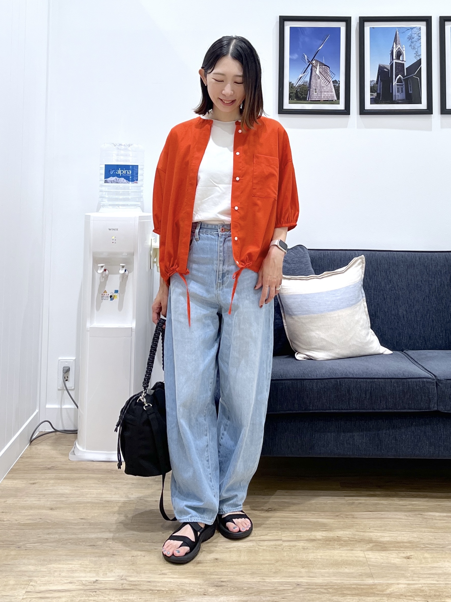 canaさんの「Dessin｜【高通気/セットアップ可】ハーフスリーブドロストシャツブラウス」を使ったコーディネート