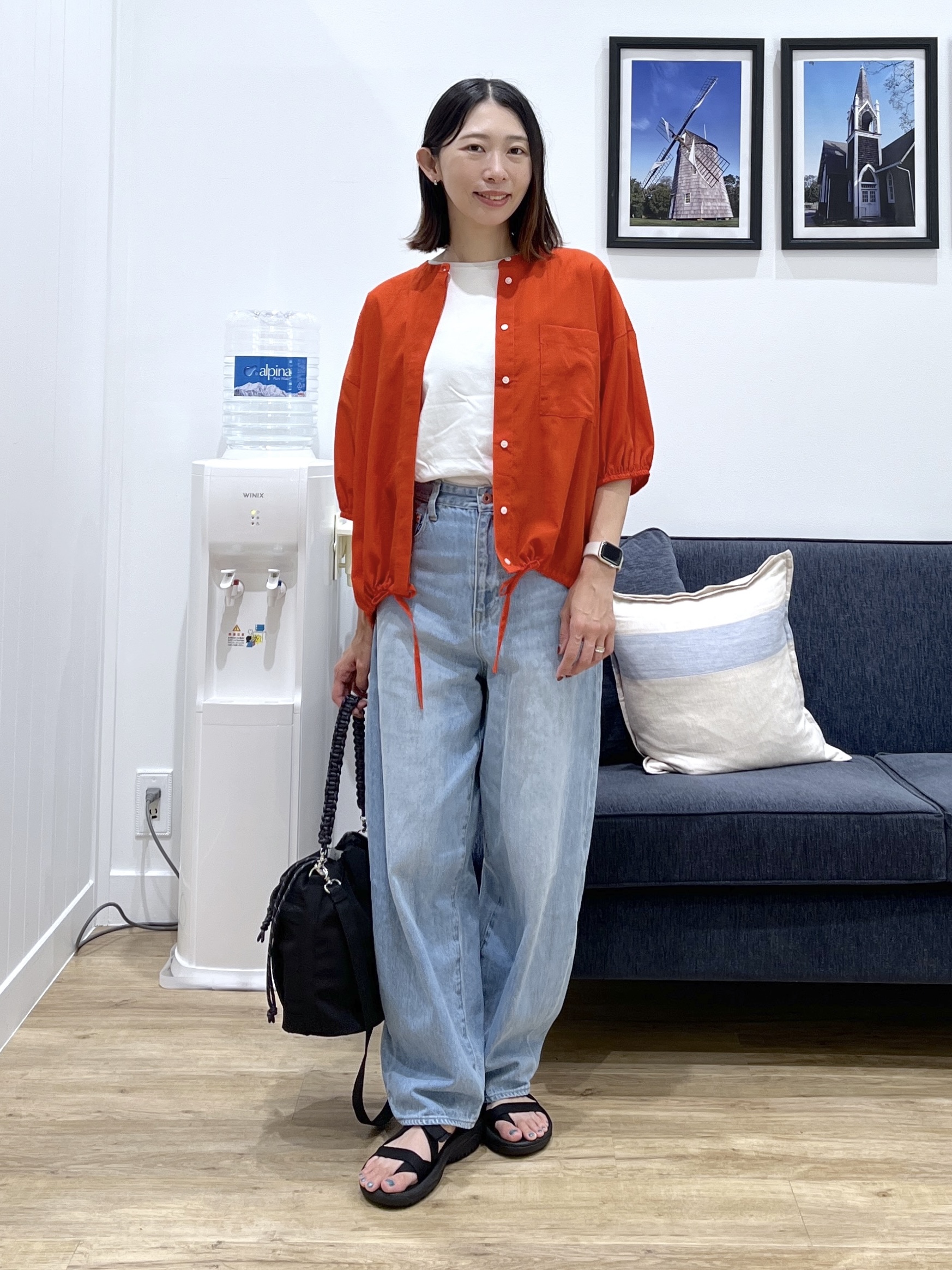 canaさんの「Dessin｜【高通気/セットアップ可】ハーフスリーブドロストシャツブラウス」を使ったコーディネート