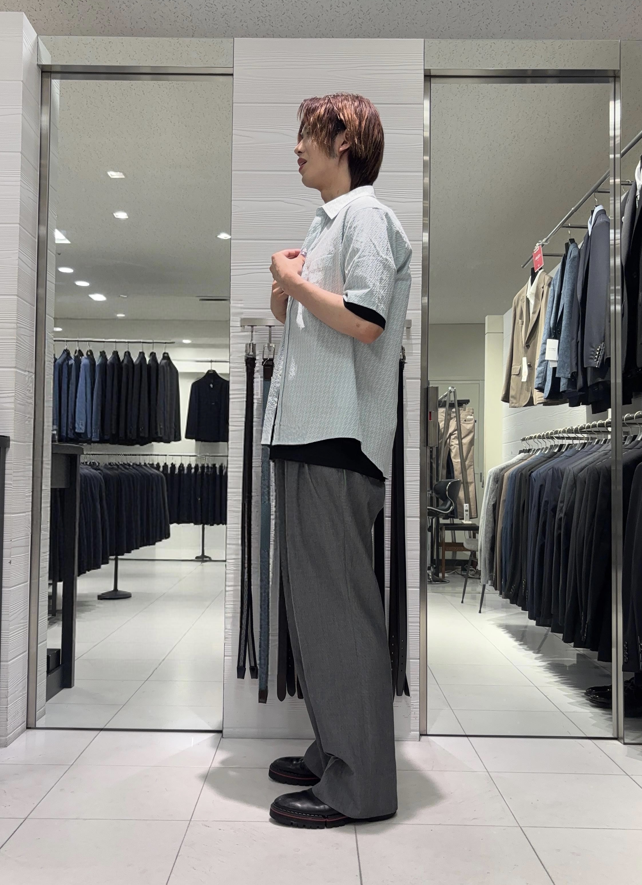 こうへいさんの「TAKEO KIKUCHI｜播州織り 千鳥 半袖シャツ」を使ったコーディネート