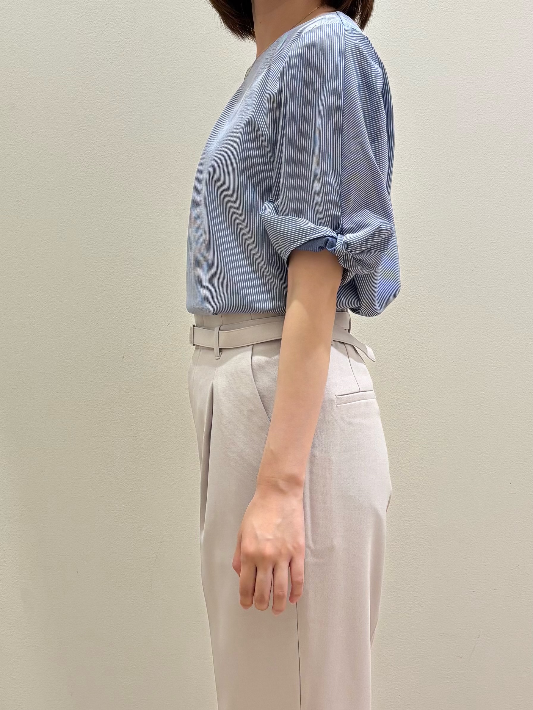 honamiさんの「index｜【吸水速乾】ストライプ調デザインスリーブトップス《洗濯機OK》」を使ったコーディネート
