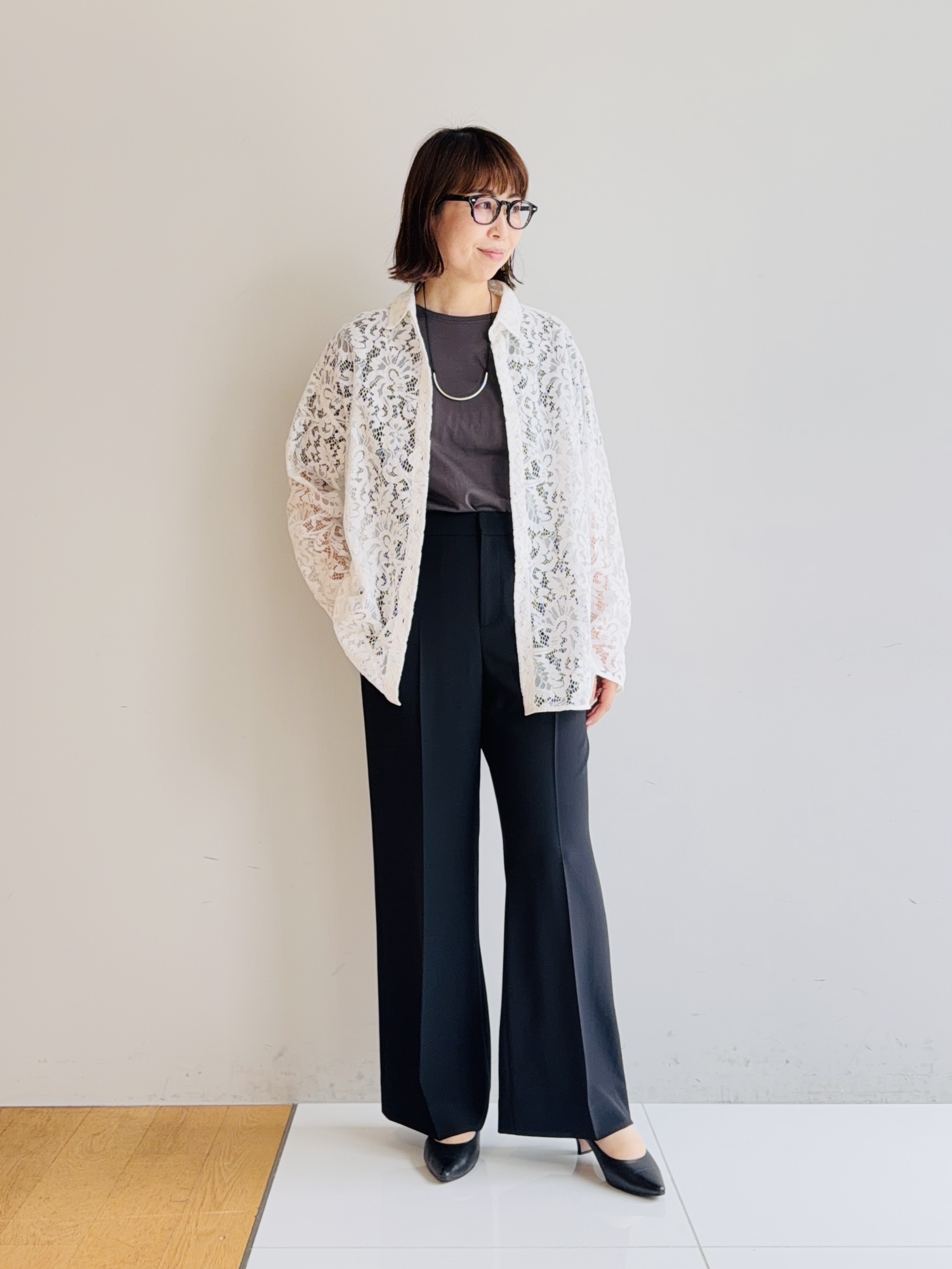 murayamaさんの「INDIVI｜【ラム革／美脚／通勤】レザーパンプス」を使ったコーディネート