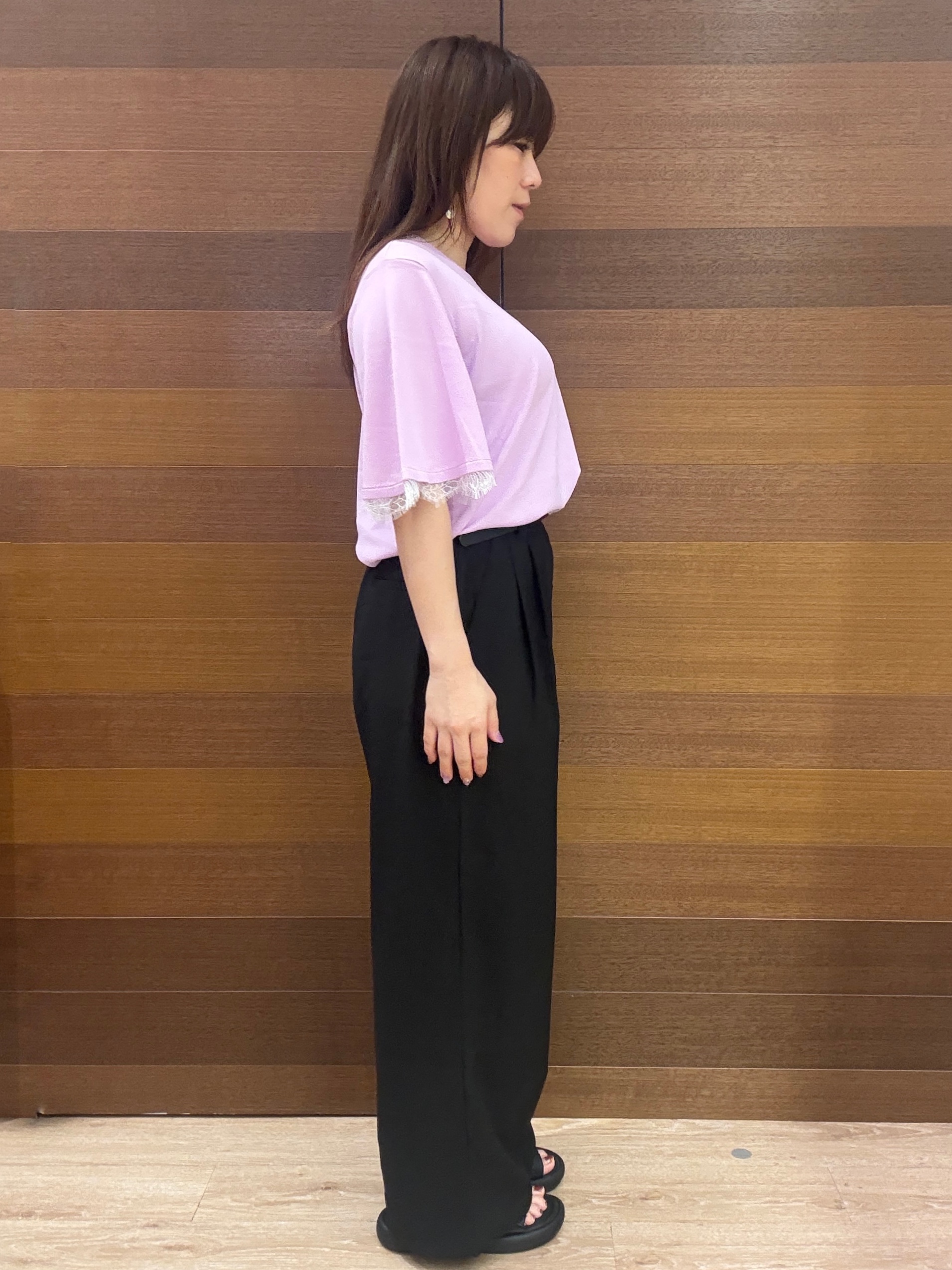 maichiさんの「OPAQUE.CLIP｜【遮熱性】袖口レース フレアスリーブニット《洗濯機OK／抗ピル》」を使ったコーディネート