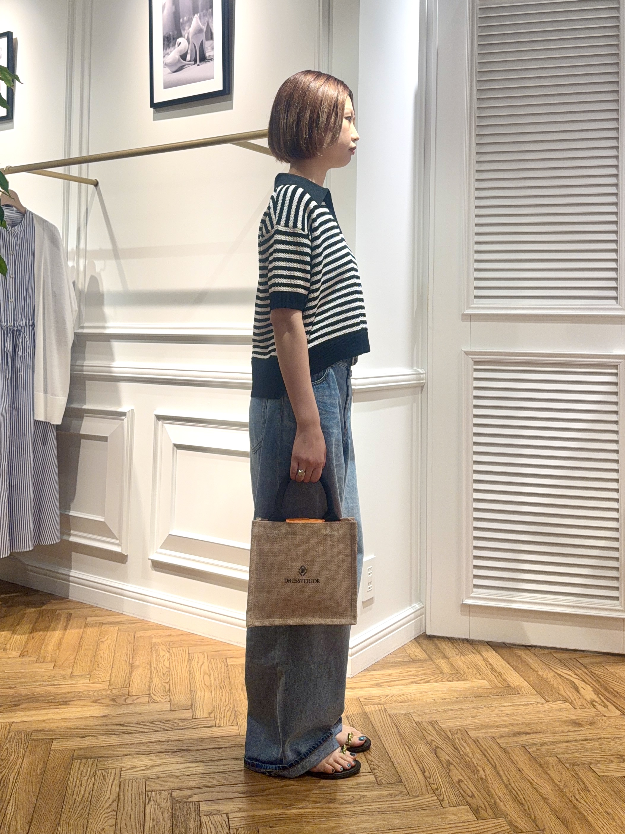 renaさんの「DRESSTERIOR｜ウォッシャブルスキッパークロップドニット」を使ったコーディネート