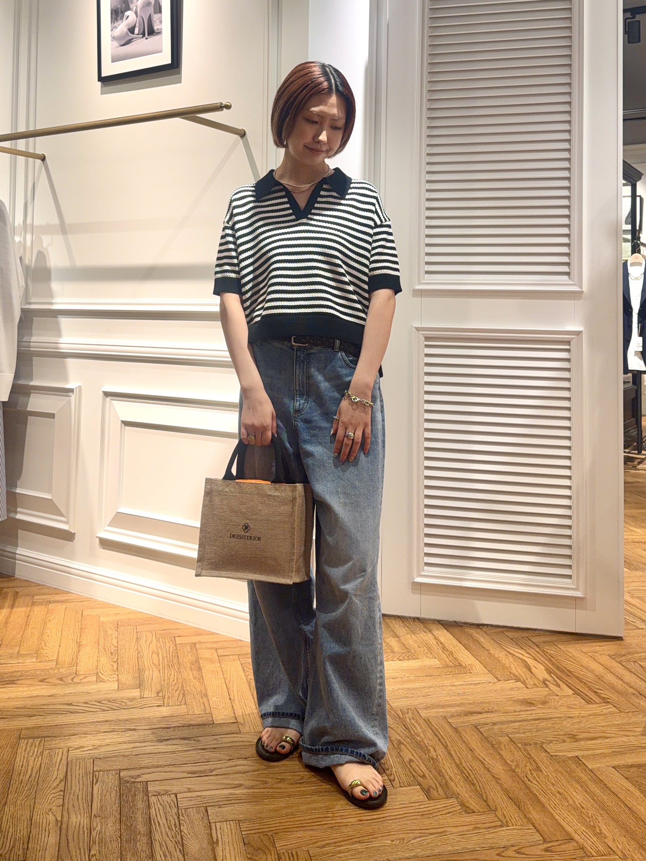 renaさんの「DRESSTERIOR｜ウォッシャブルスキッパークロップドニット」を使ったコーディネート