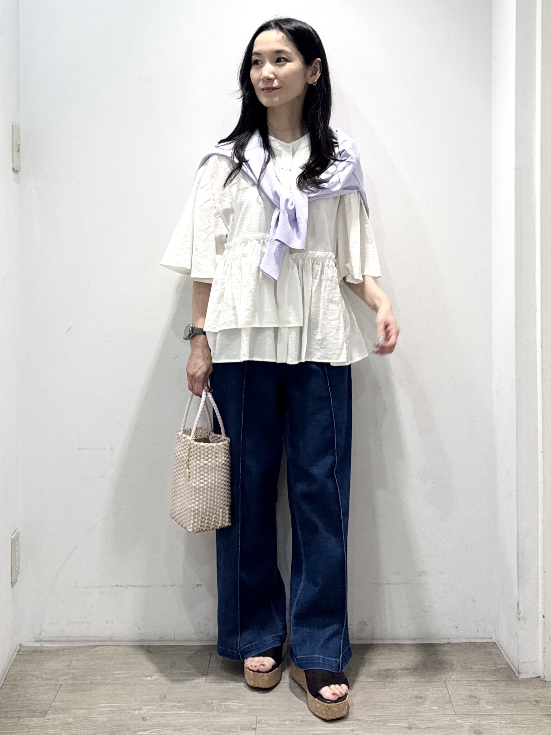 yuicciさんの「OPAQUE.CLIP｜【UV／接触冷感】Vネックリラクシーニットカーディガン《洗濯機OK／抗ピル》」を使ったコーディネート