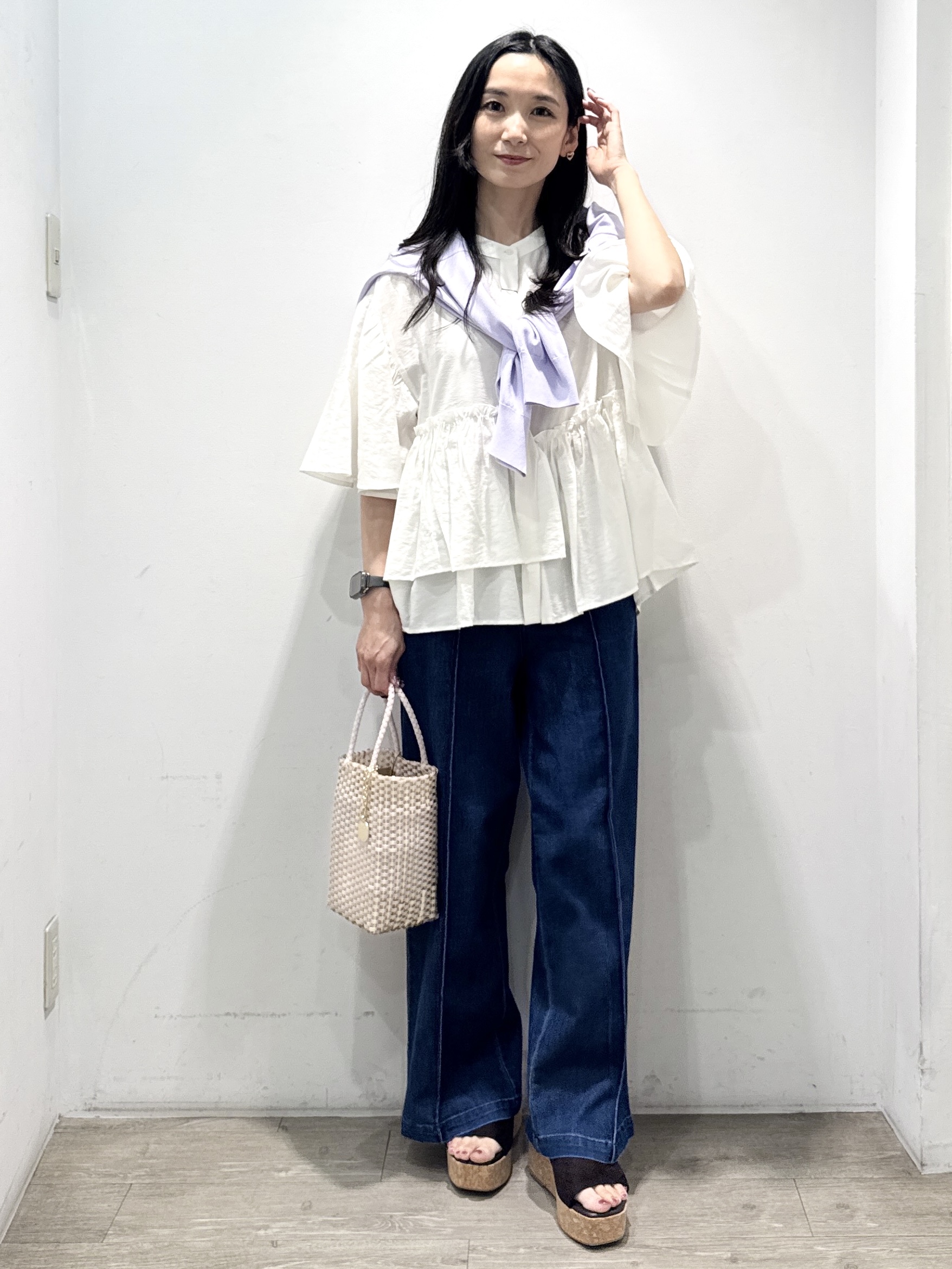 yuicciさんの「OPAQUE.CLIP｜【UV／接触冷感】Vネックリラクシーニットカーディガン《洗濯機OK／抗ピル》」を使ったコーディネート