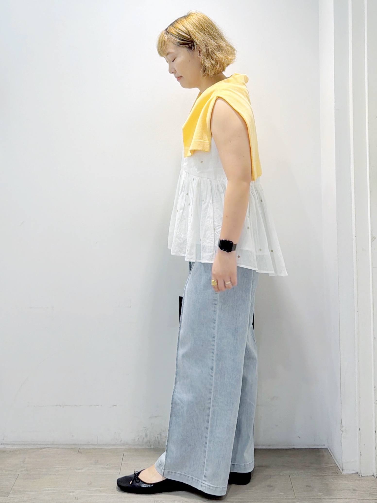 sumicaさんの「OPAQUE.CLIP｜ラメドット刺繍ペプラムブラウス【洗える】」を使ったコーディネート