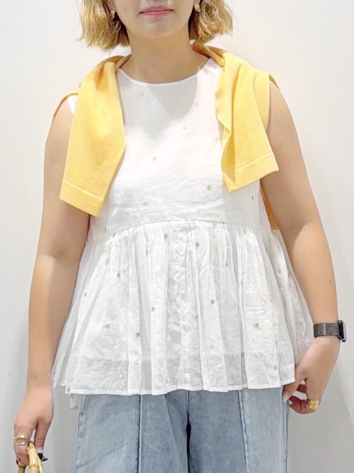 sumicaさんの「OPAQUE.CLIP｜ラメドット刺繍ペプラムブラウス【洗える】」を使ったコーディネート