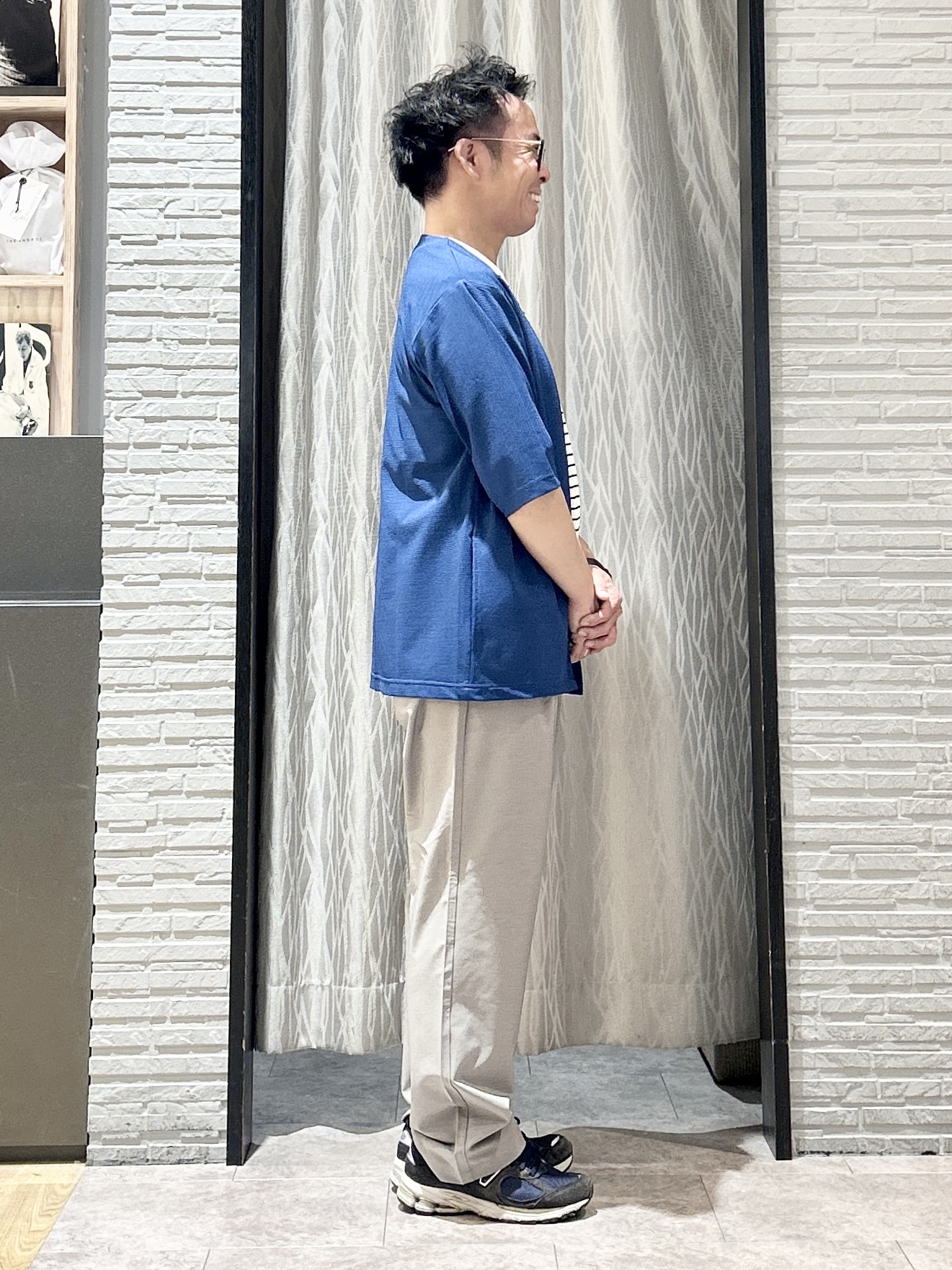 KENJI Iさんの「THE SHOP TK｜メッシュ五分袖カーディガン＋半袖Tシャツ セットアイテム 洗濯機OK」を使ったコーディネート