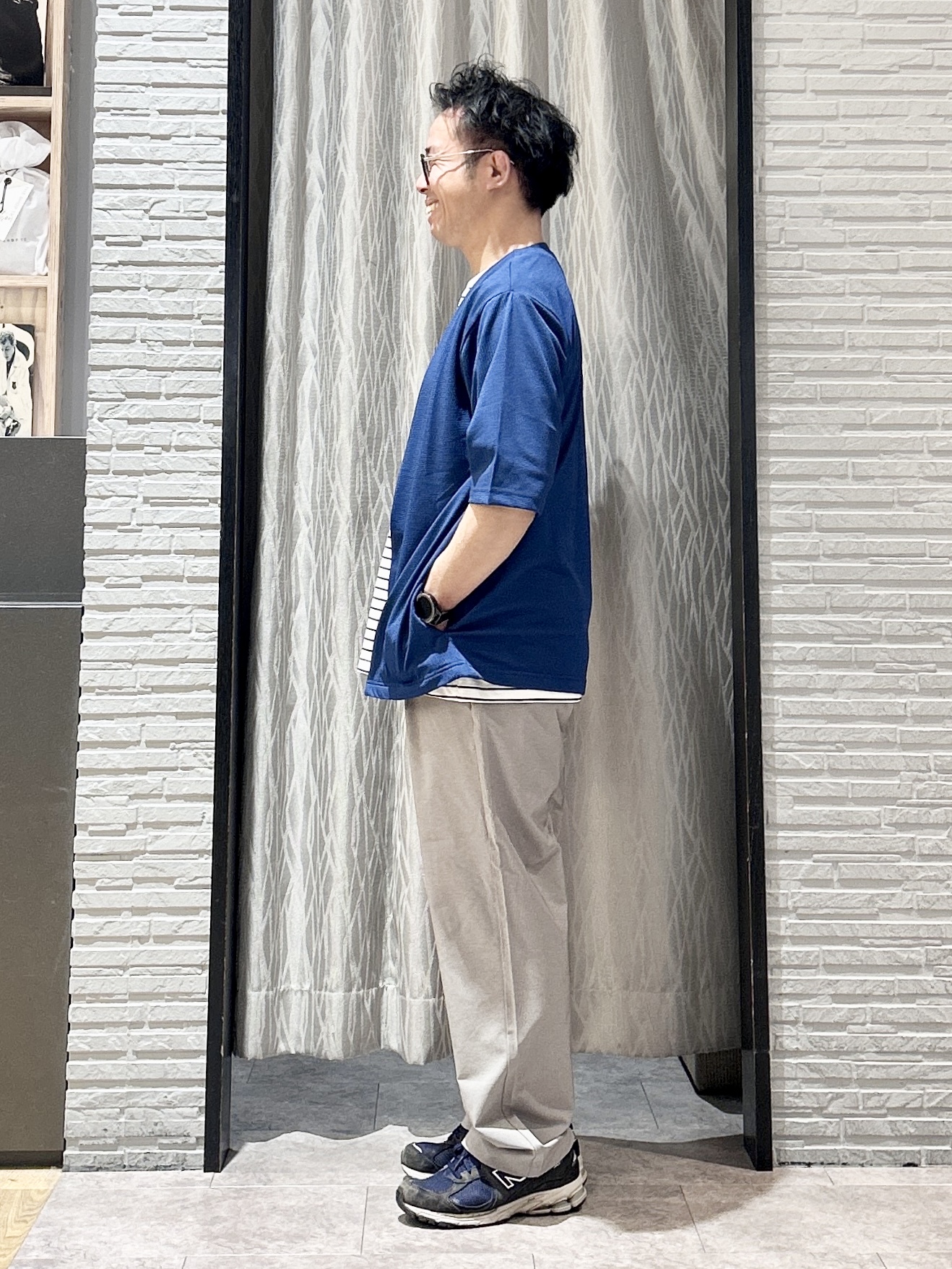 KENJI Iさんの「THE SHOP TK｜メッシュ五分袖カーディガン＋半袖Tシャツ セットアイテム 洗濯機OK」を使ったコーディネート